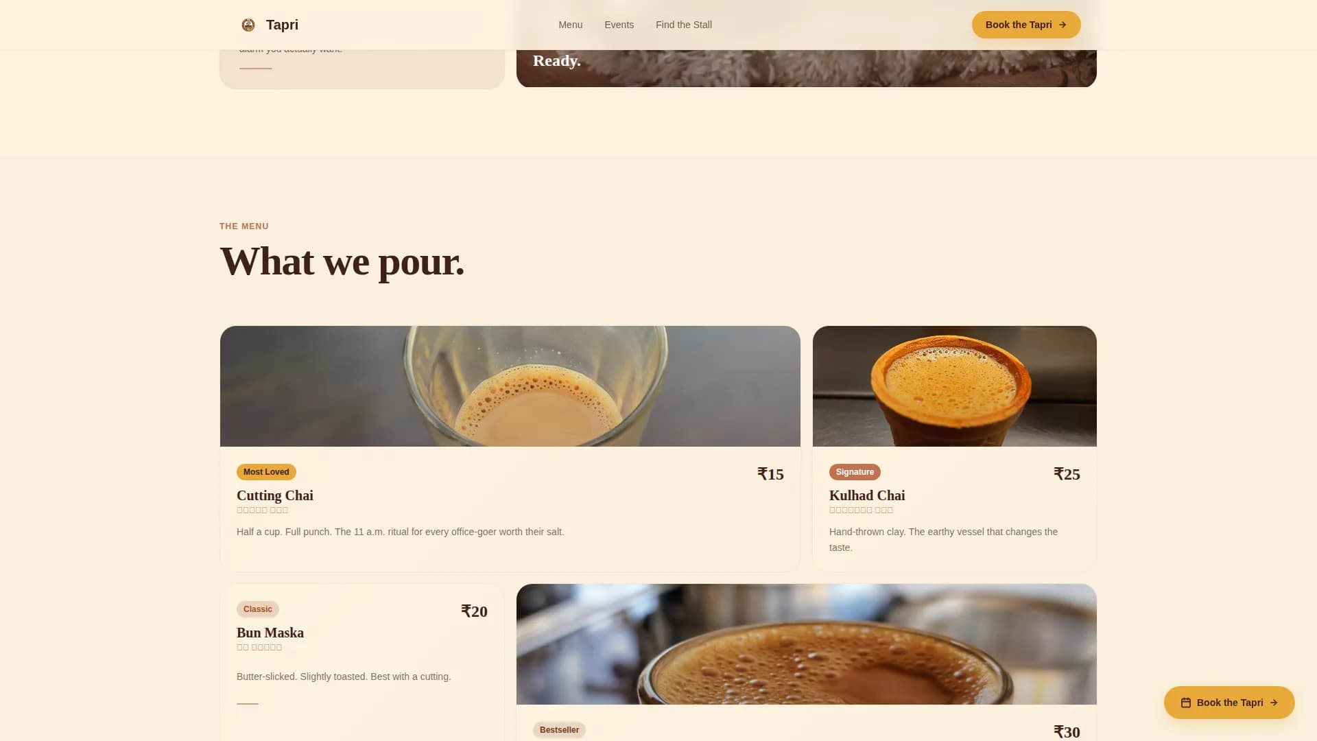 Indian Street Food & Regional Cuisine Booking Website Template