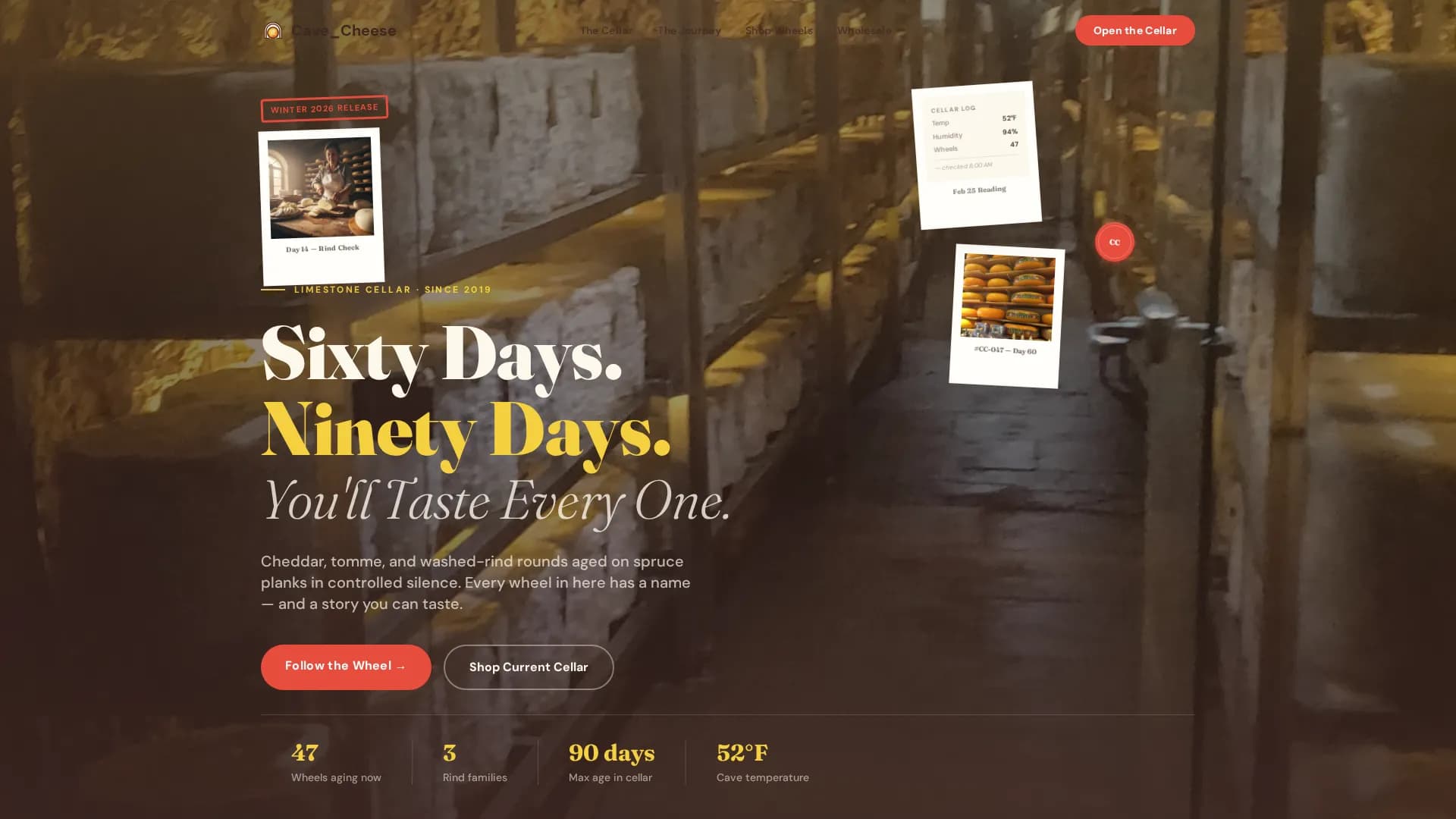 Cave — Premium Cheese Marketplace Landing Page Template