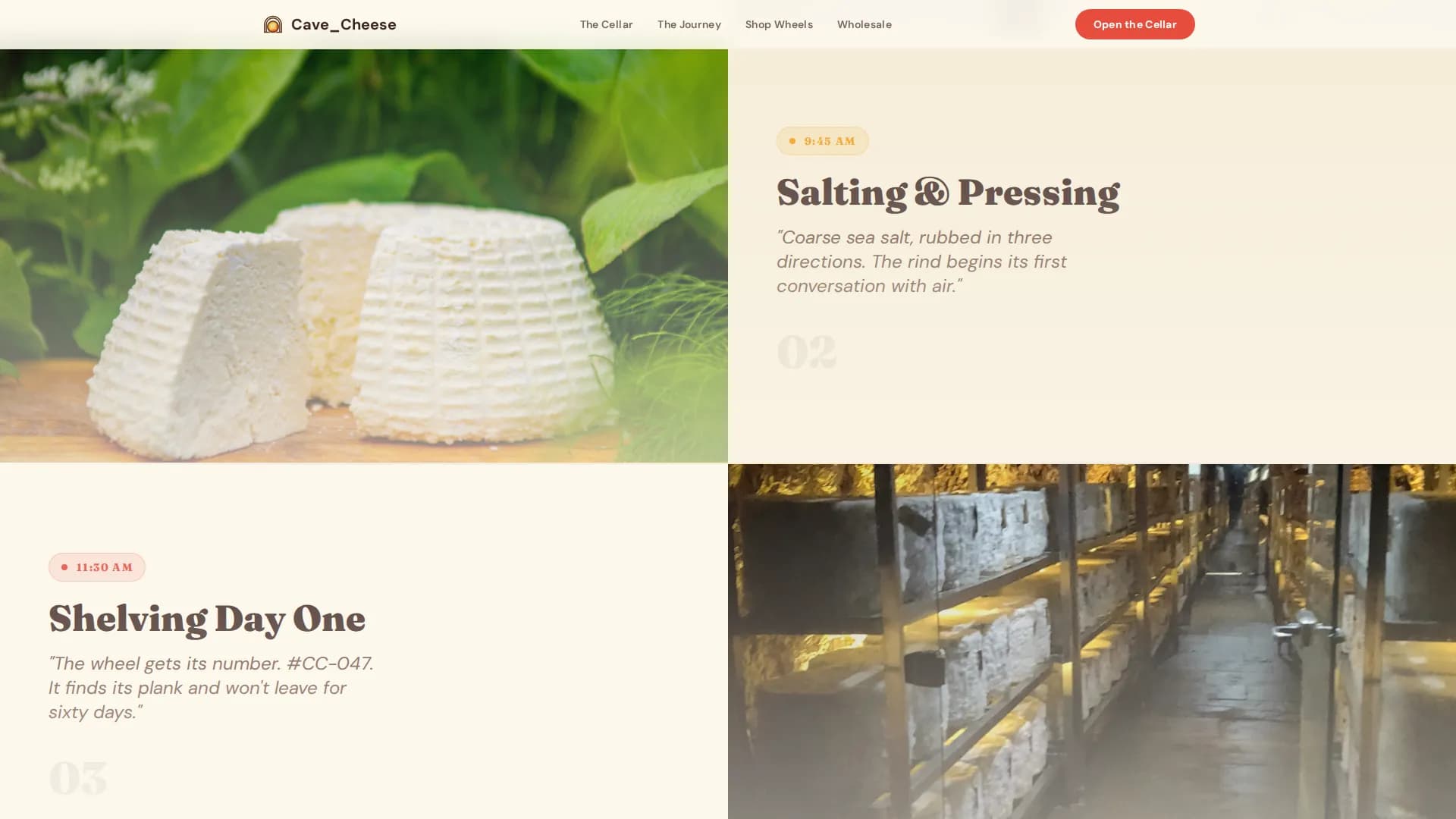 Cave — Premium Cheese Marketplace Landing Page Template