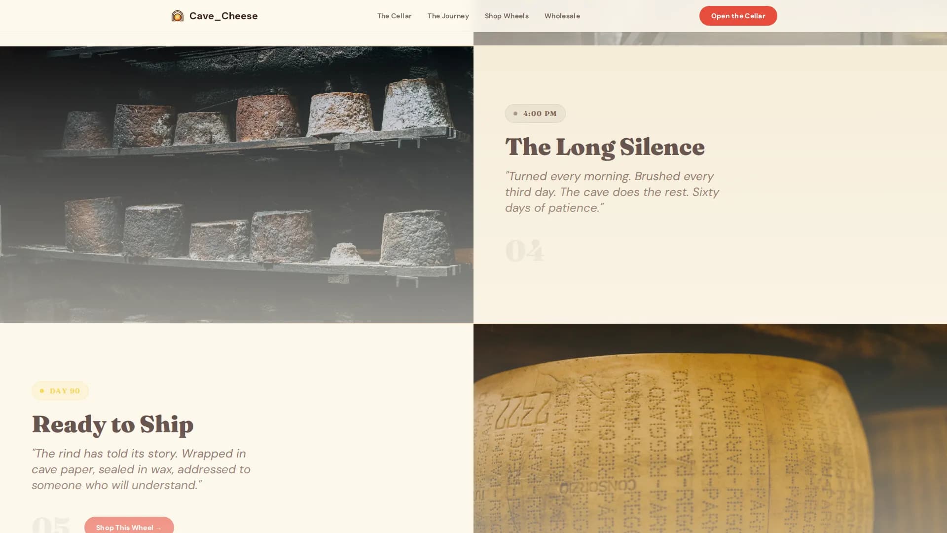 Cave — Premium Cheese Marketplace Landing Page Template