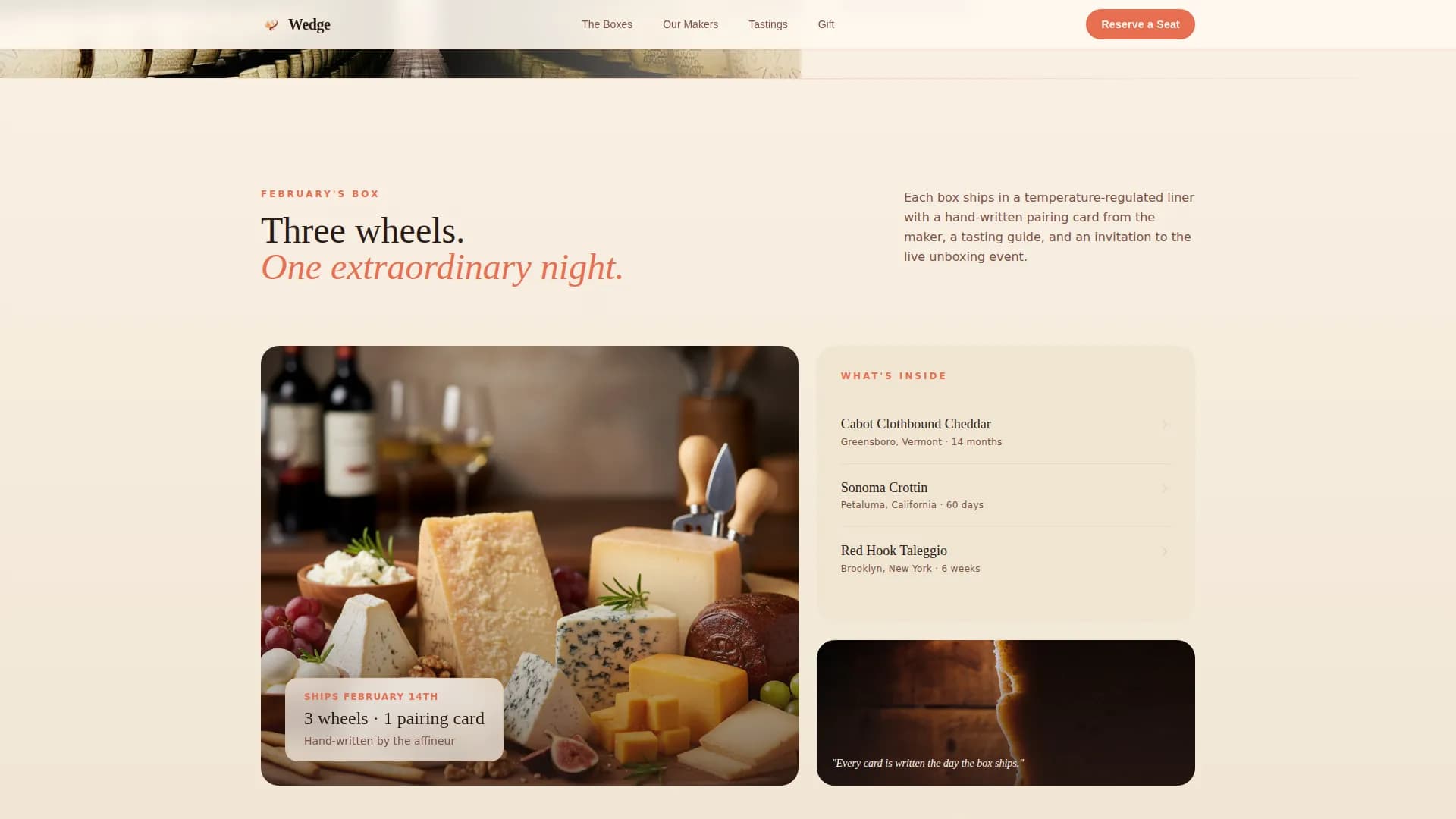 Wedge — Curated Cheese Subscription Landing Page Template