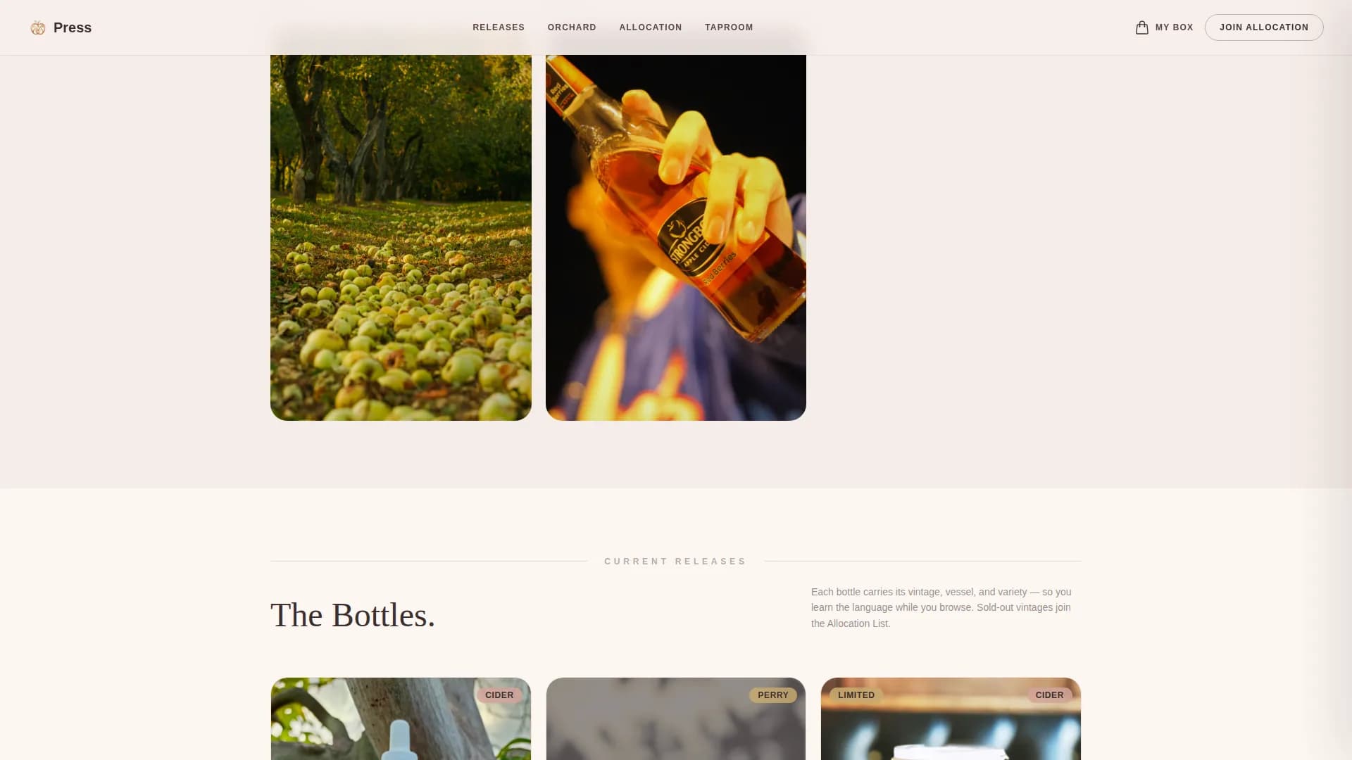 Ferment — Craft Cider Producer Landing Page Template