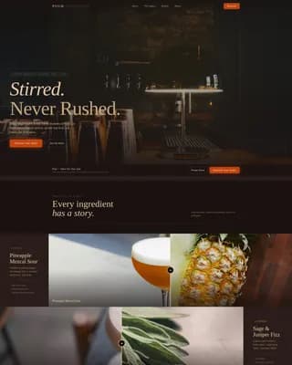 Craft Cocktail Bar Reservation & Tasting Menu Website Template
