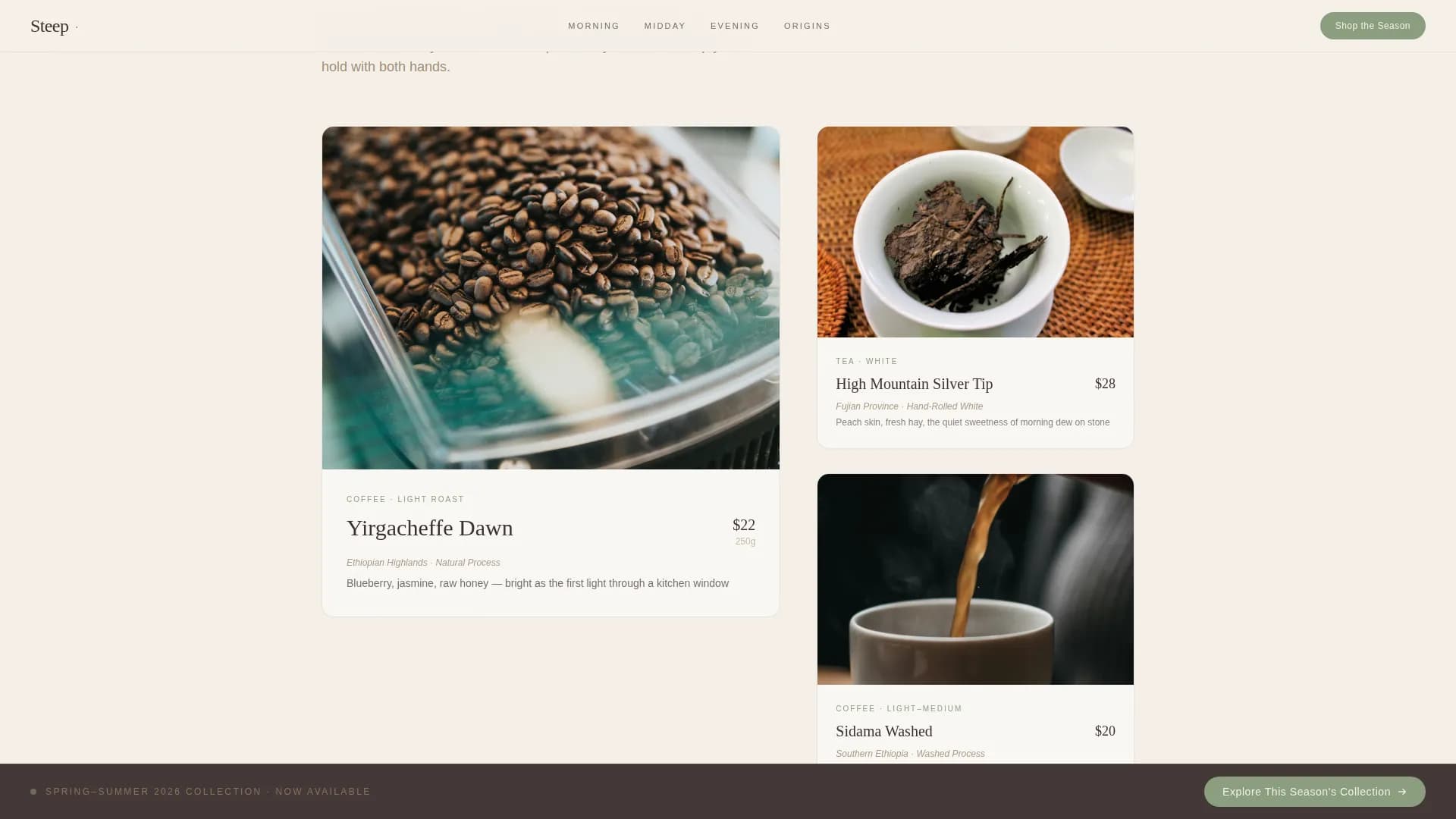 Food & Beverage Brand Pricing Website Template