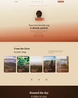 Coffee Roaster & Specialty Coffee Pricing Website Template