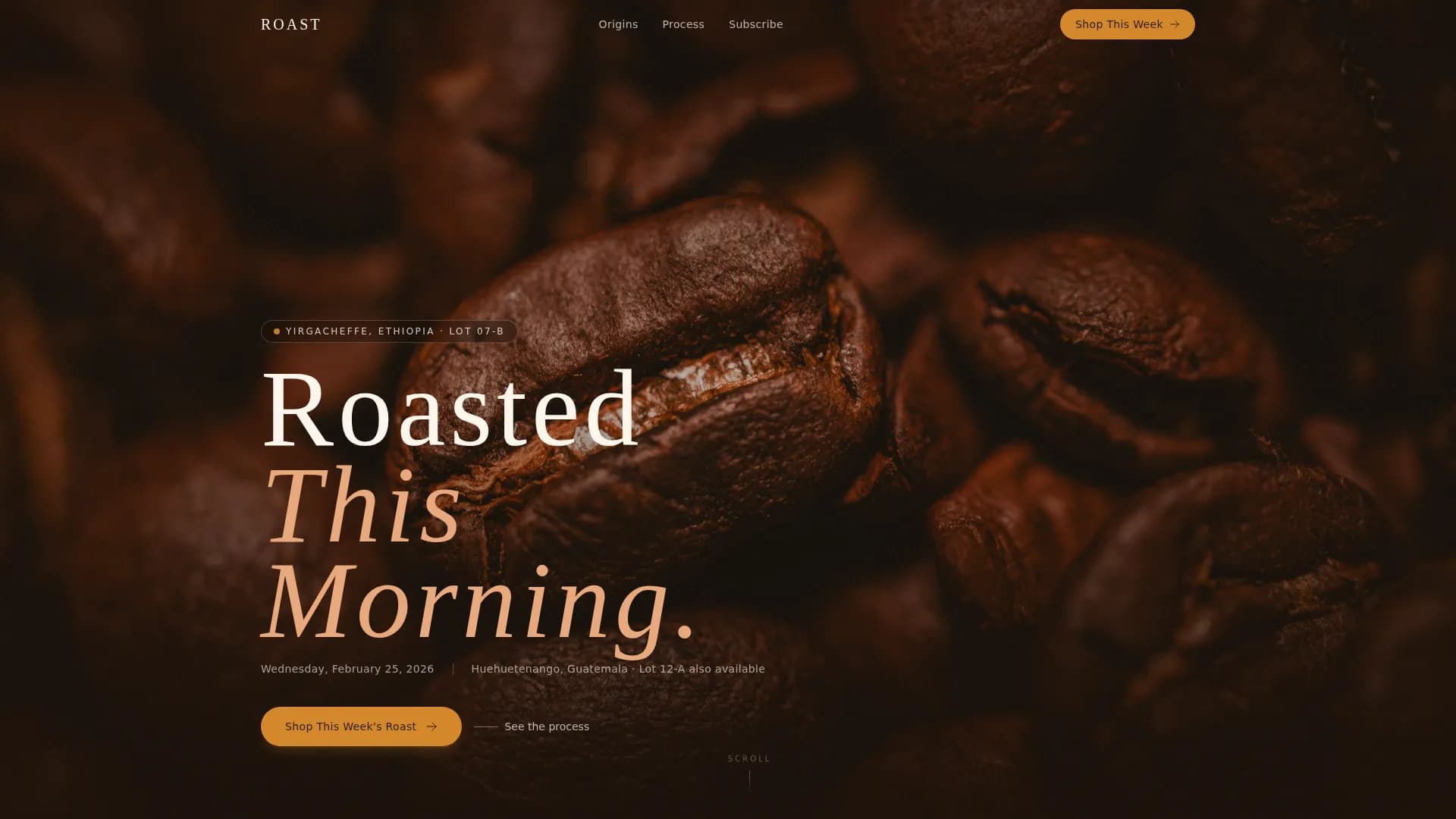 Roast — Specialty Coffee Roaster Landing Page Template