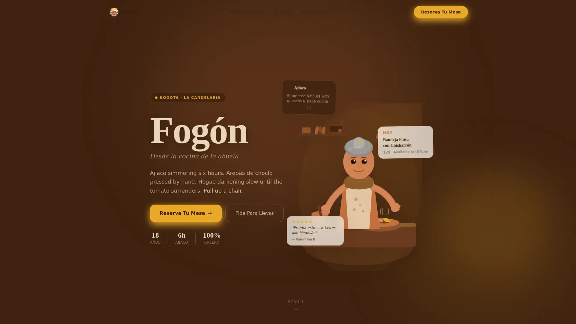 Fogn - Authentic Colombian Restaurant Landing Page Template