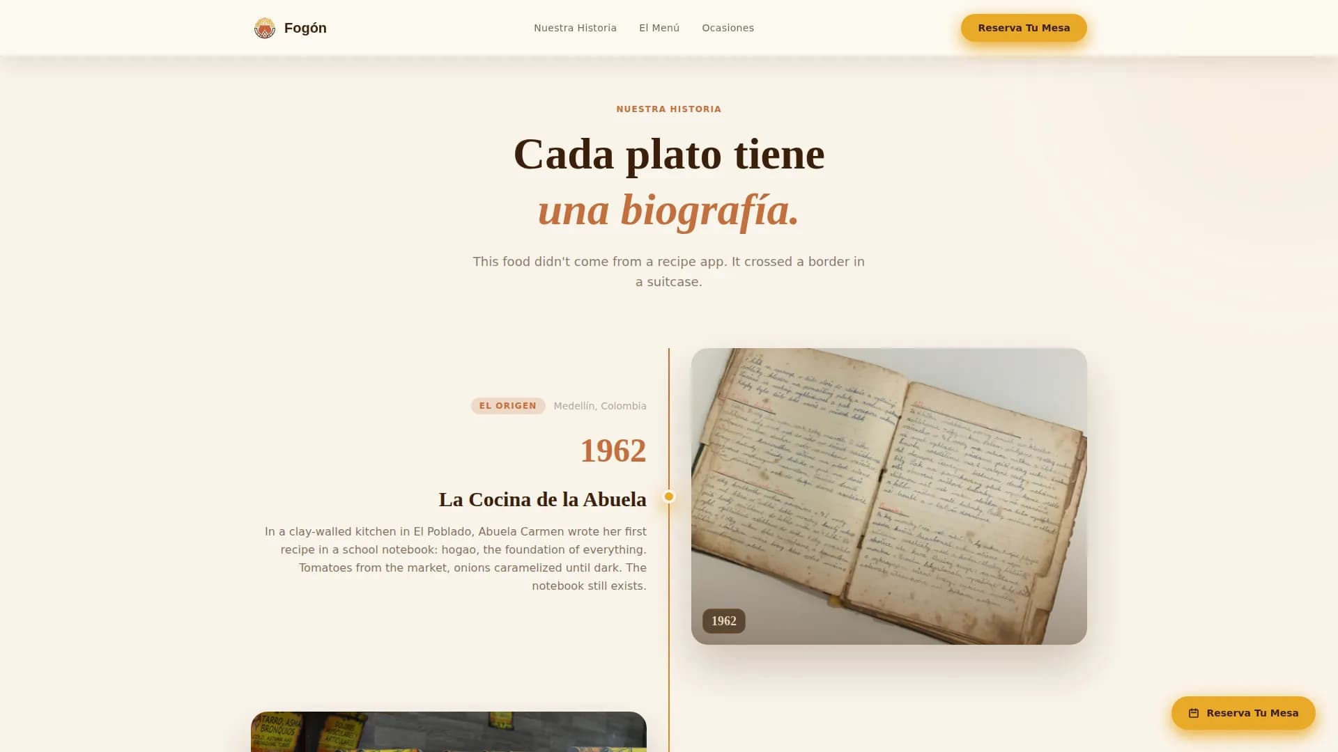 Fogn - Authentic Colombian Restaurant Landing Page Template