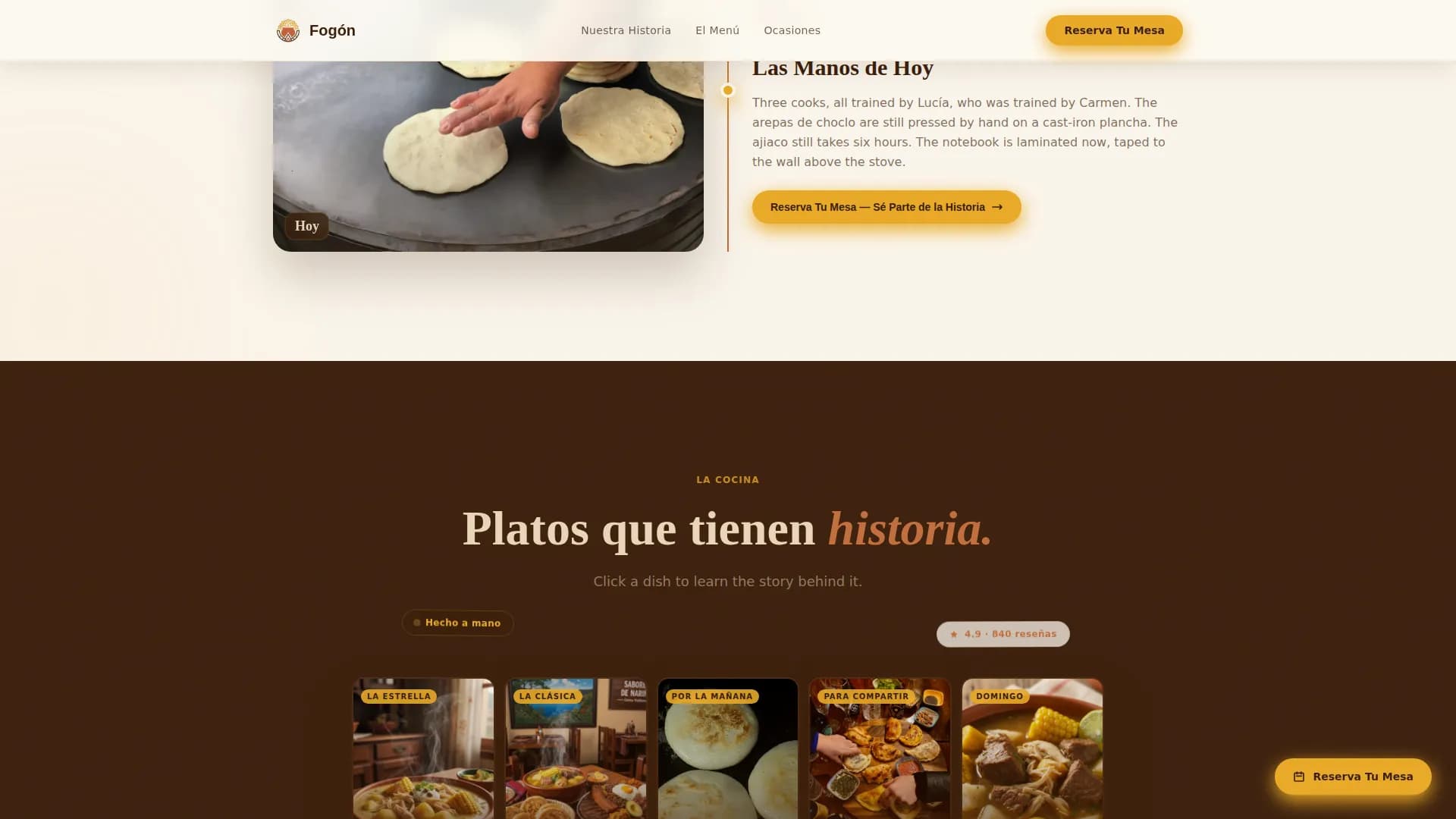 Fogn - Authentic Colombian Restaurant Landing Page Template