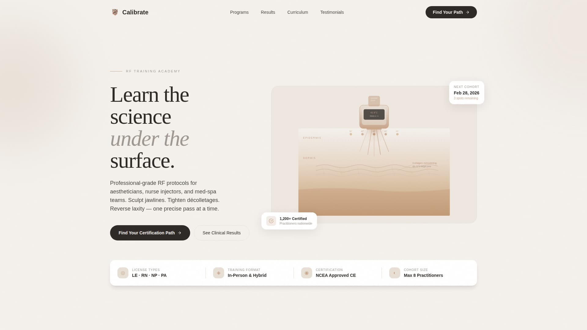 Calibrate - Precision Aesthetics Landing Page Template