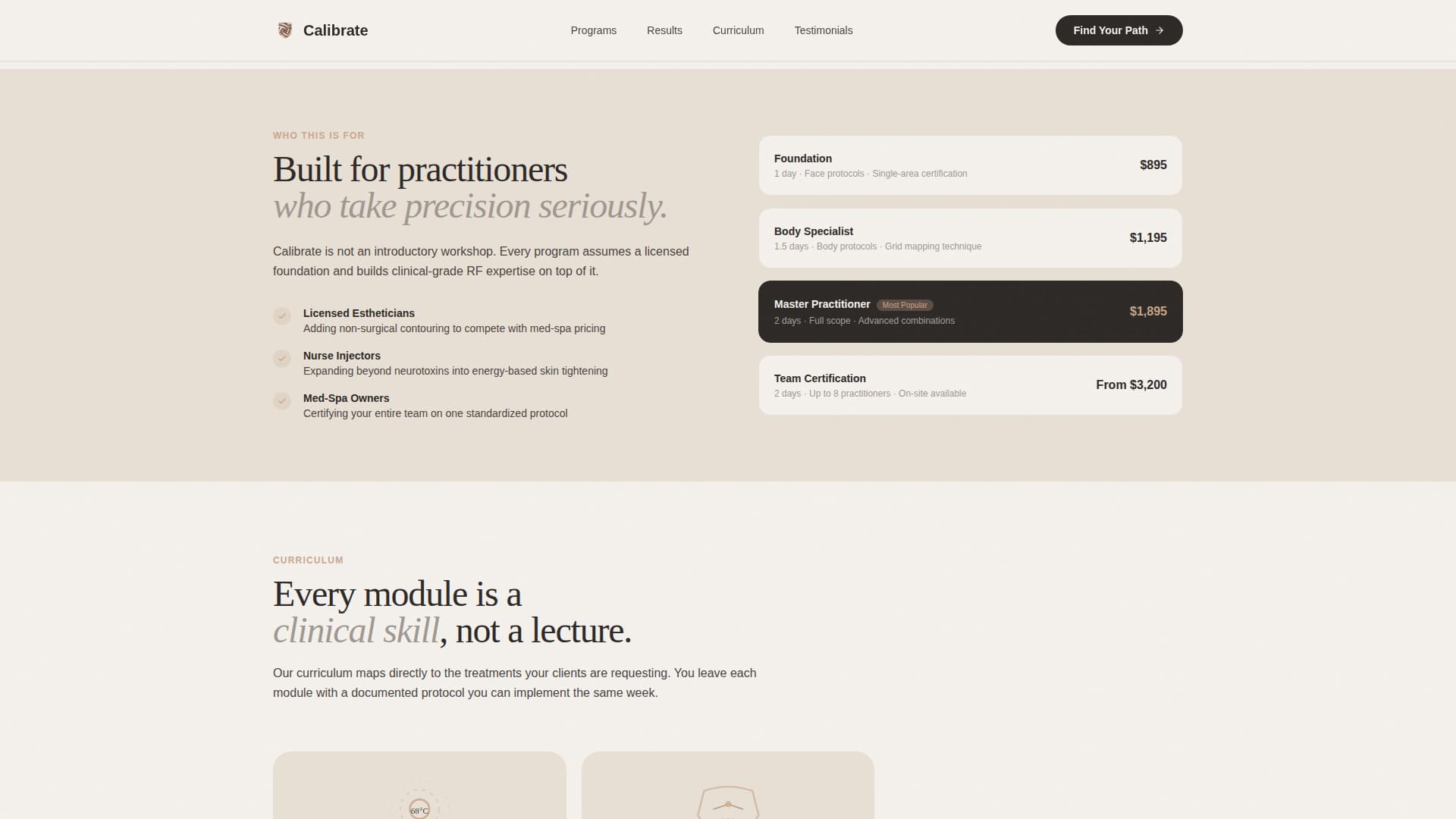 Calibrate - Precision Aesthetics Landing Page Template