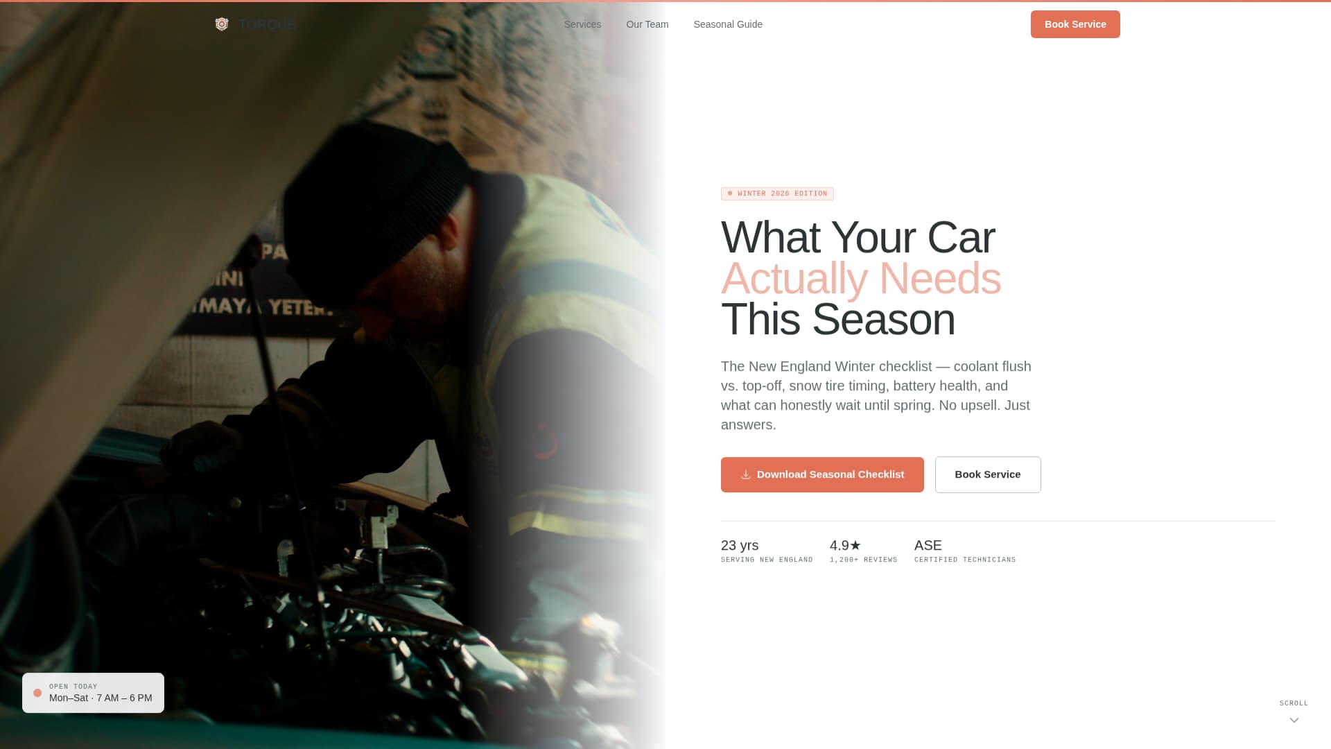 Auto Mechanic Marketing Booking Website Template