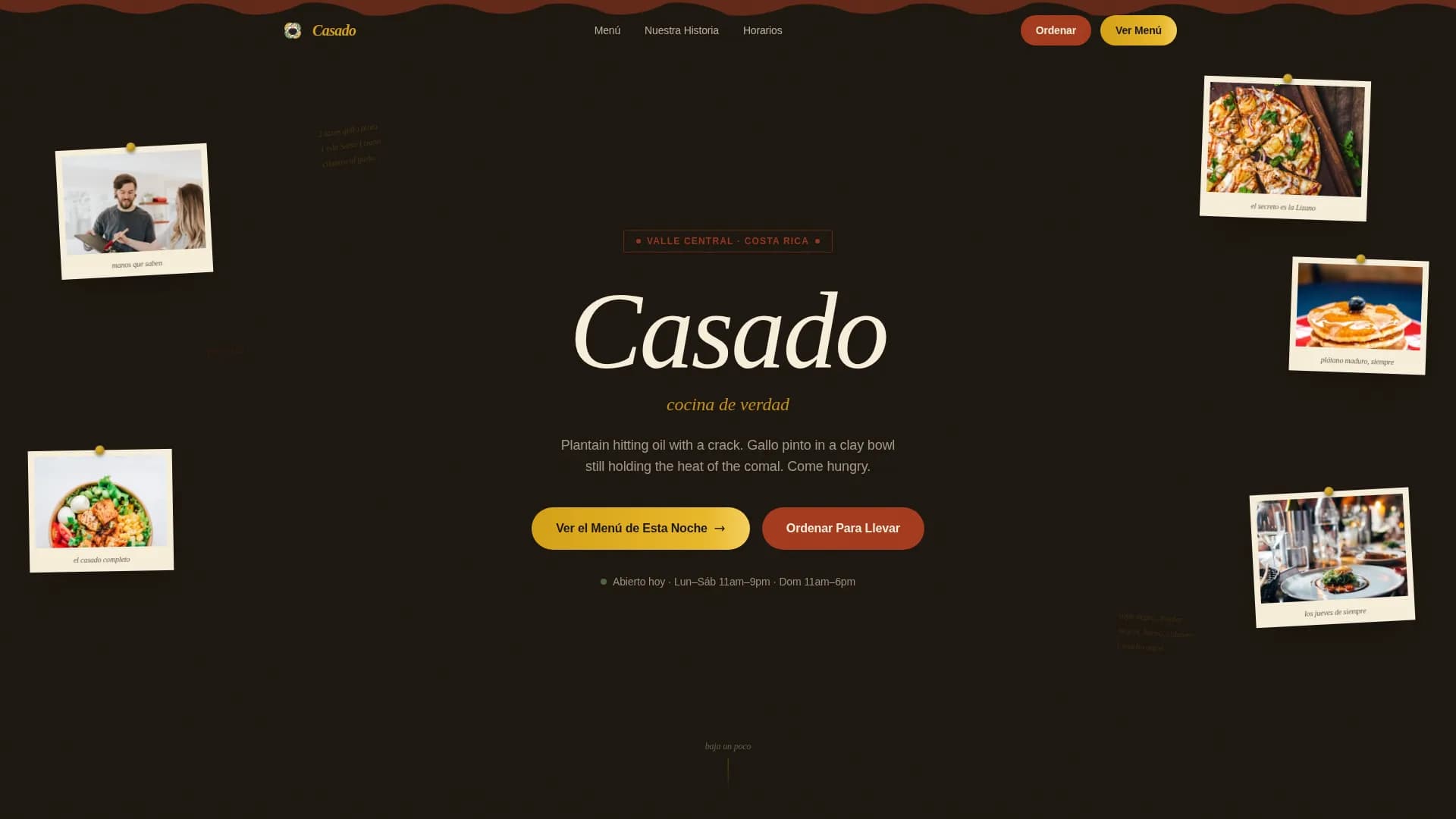 Casado — Costa Rican Restaurant Landing Page Template