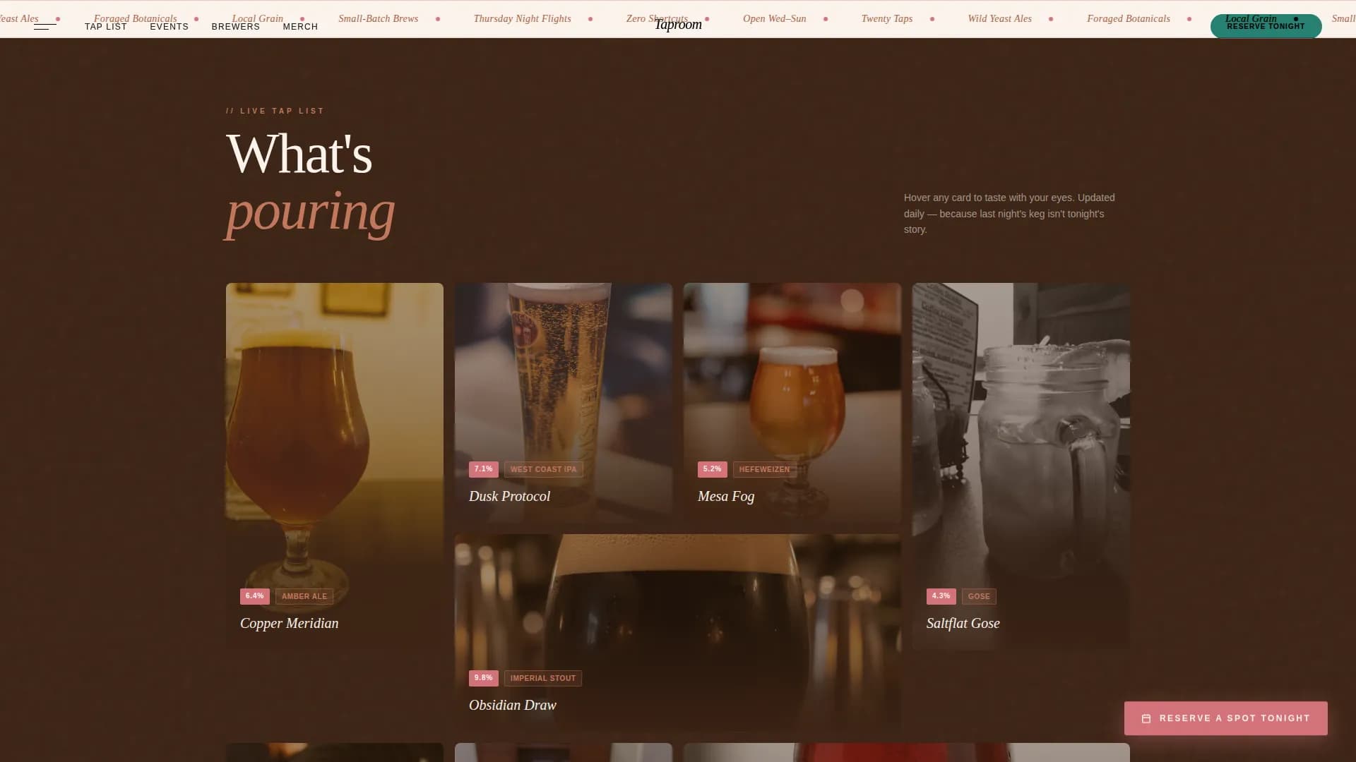 Craft Beer Pub & Taproom Experience Website Template