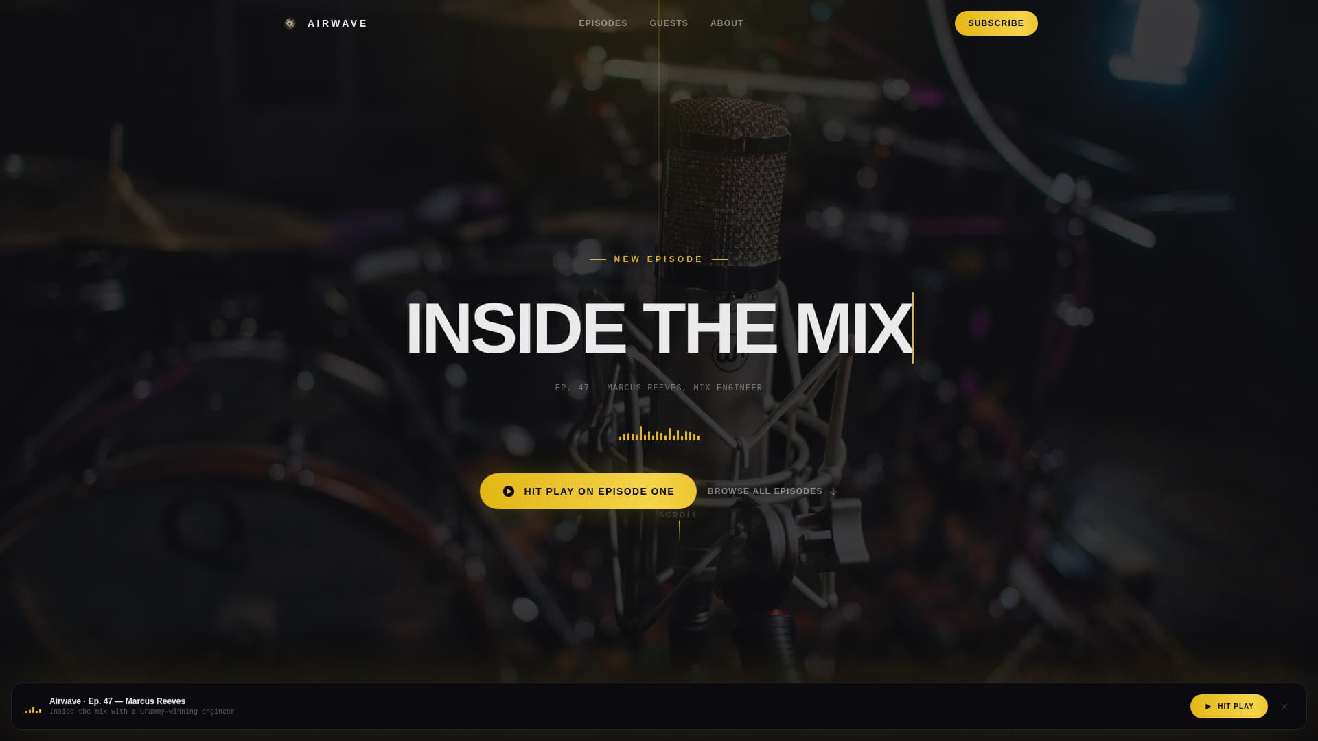 Airwave - Cinematic Musicpodcast Landing Page Template