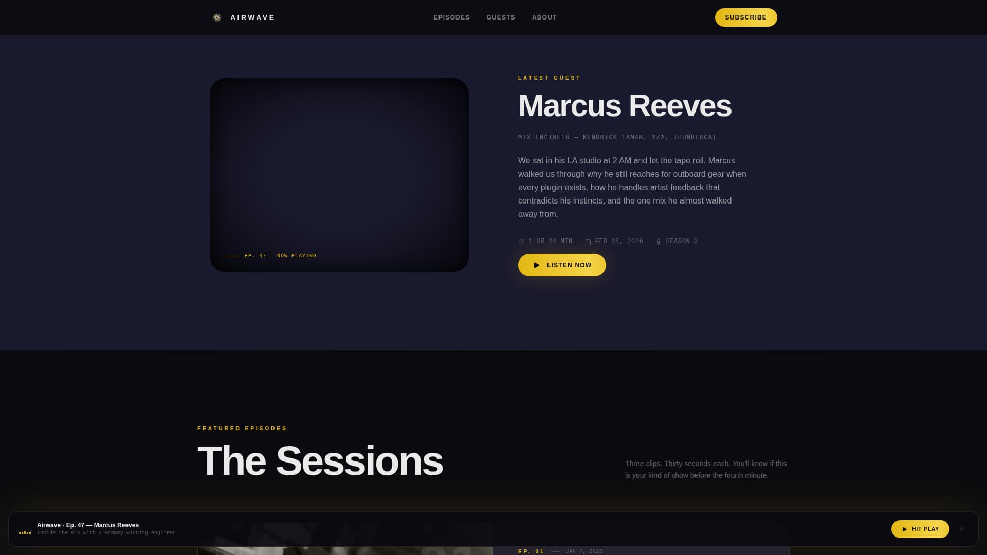 Airwave - Cinematic Musicpodcast Landing Page Template