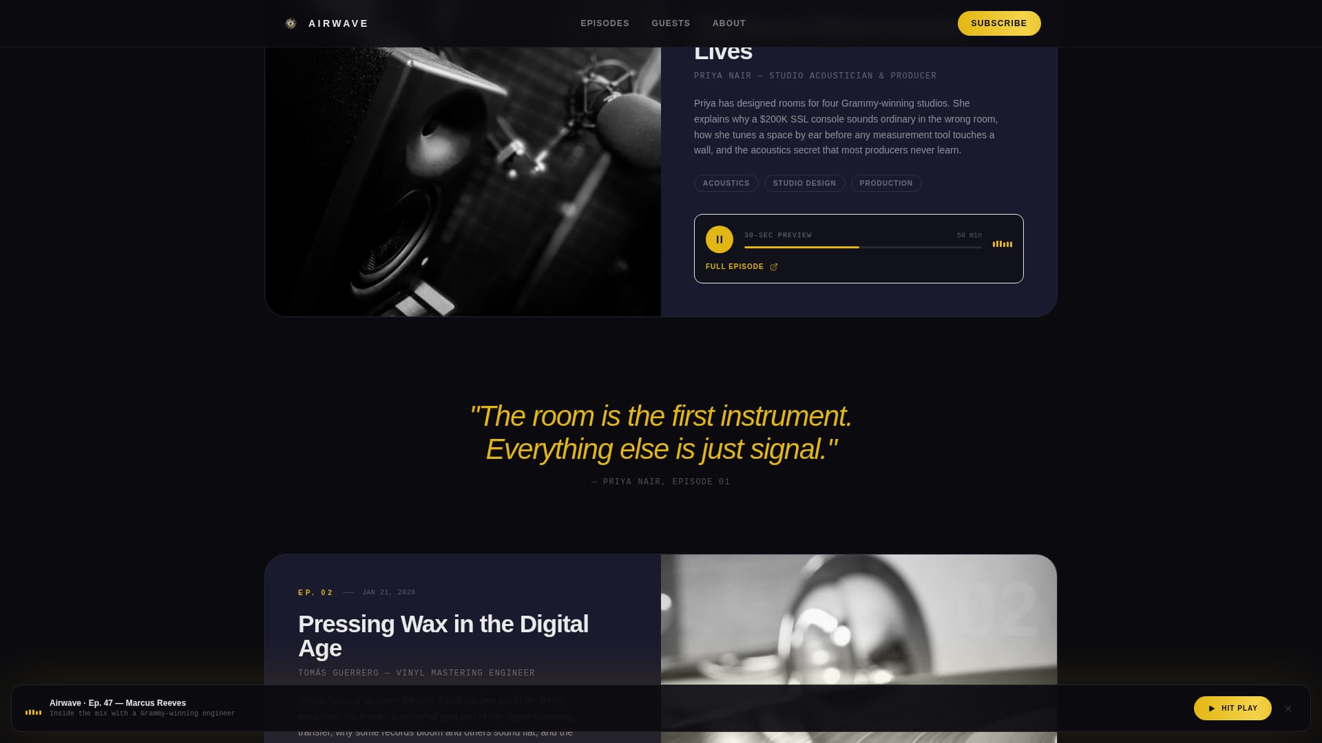 Airwave - Cinematic Musicpodcast Landing Page Template