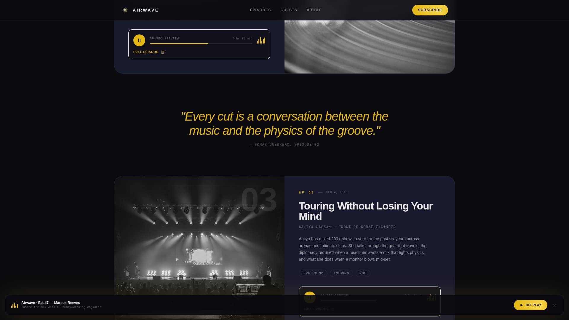 Airwave - Cinematic Musicpodcast Landing Page Template
