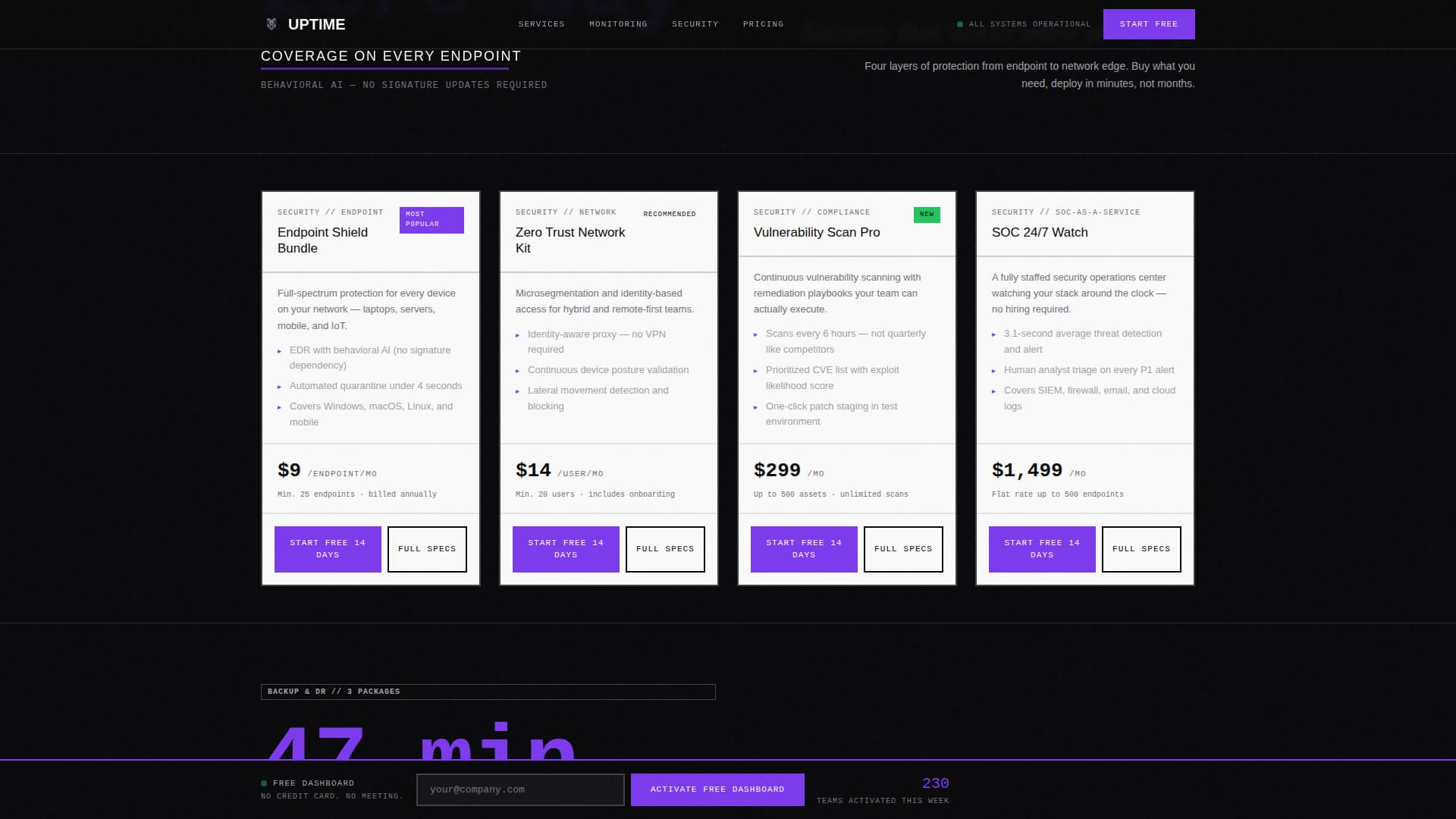 Uptime - Powerful IT Services Landing Page Template