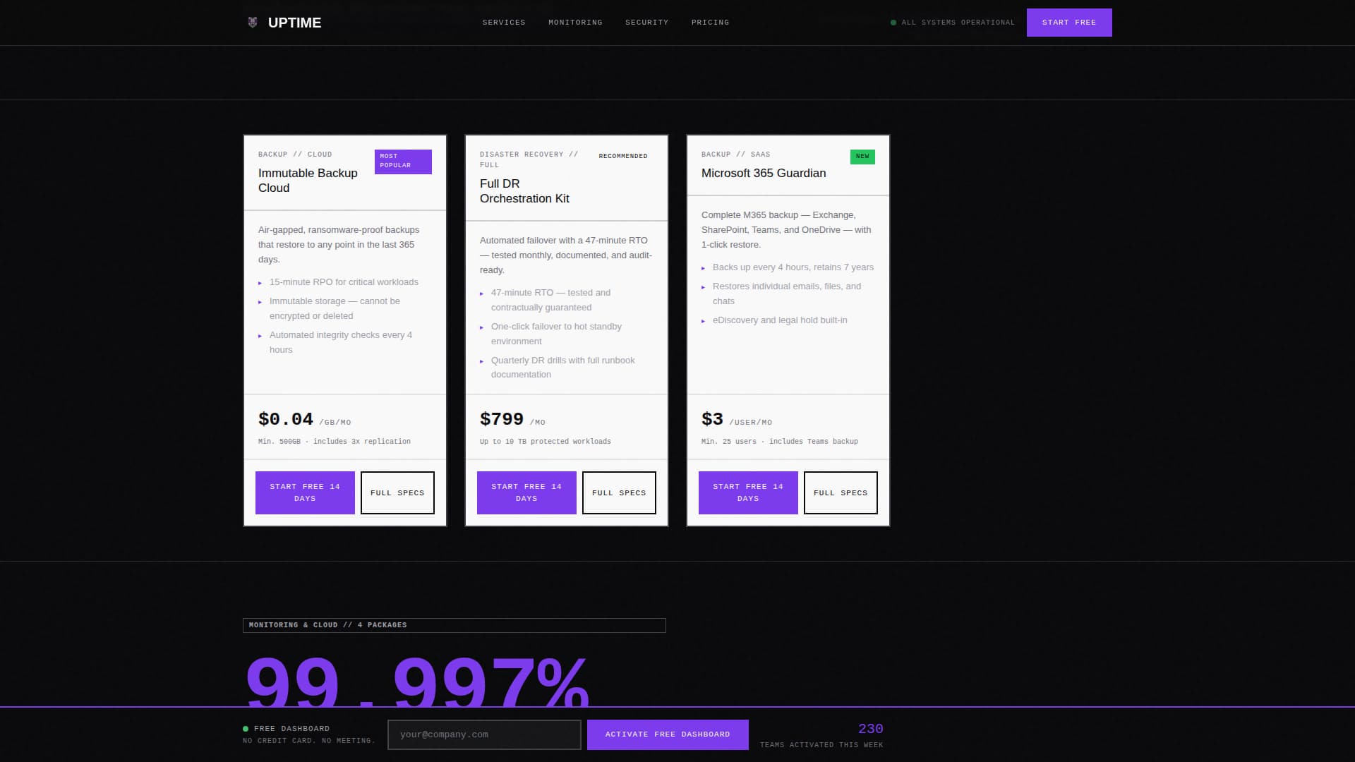 Uptime - Powerful IT Services Landing Page Template
