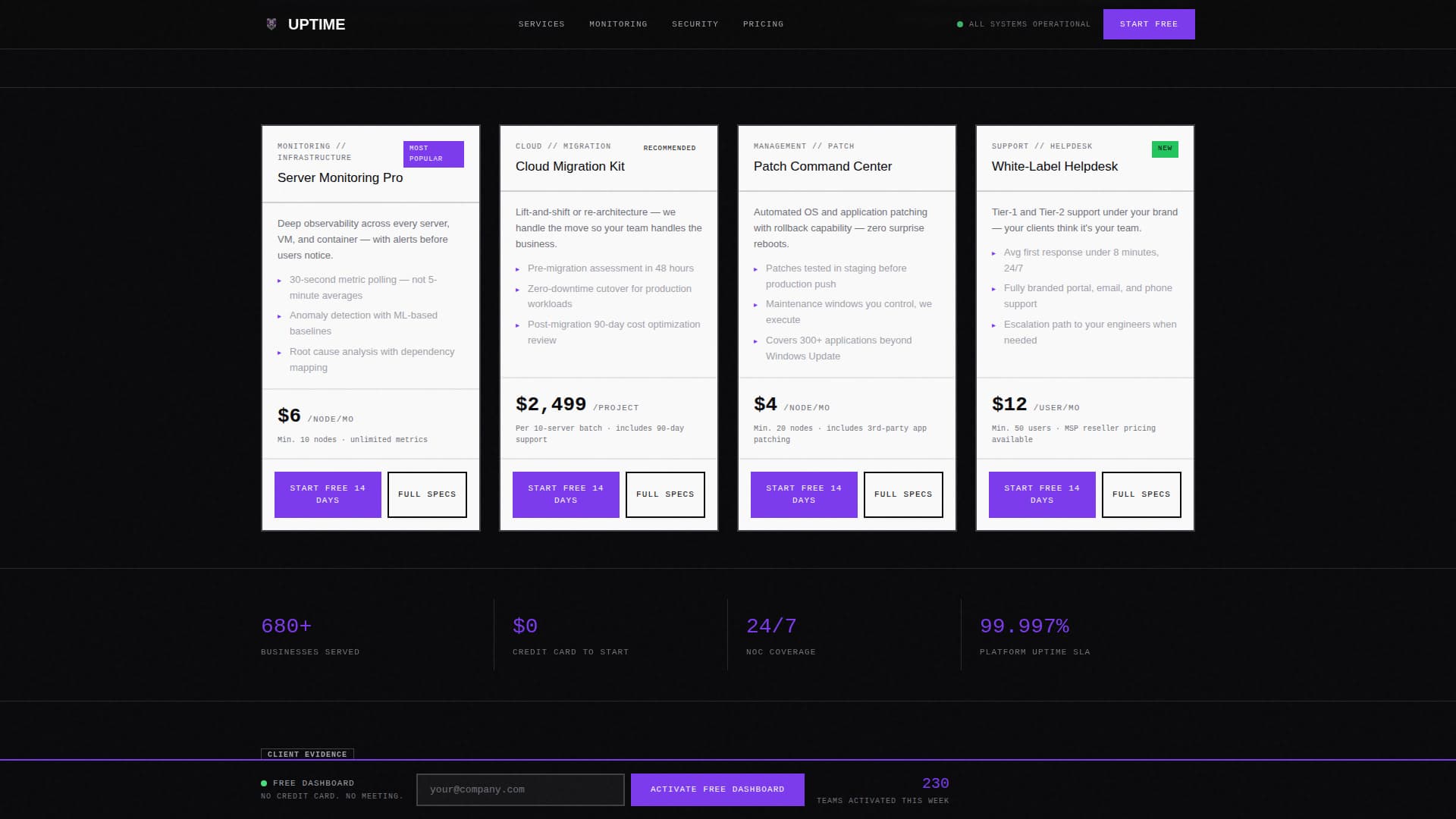 Uptime - Powerful IT Services Landing Page Template