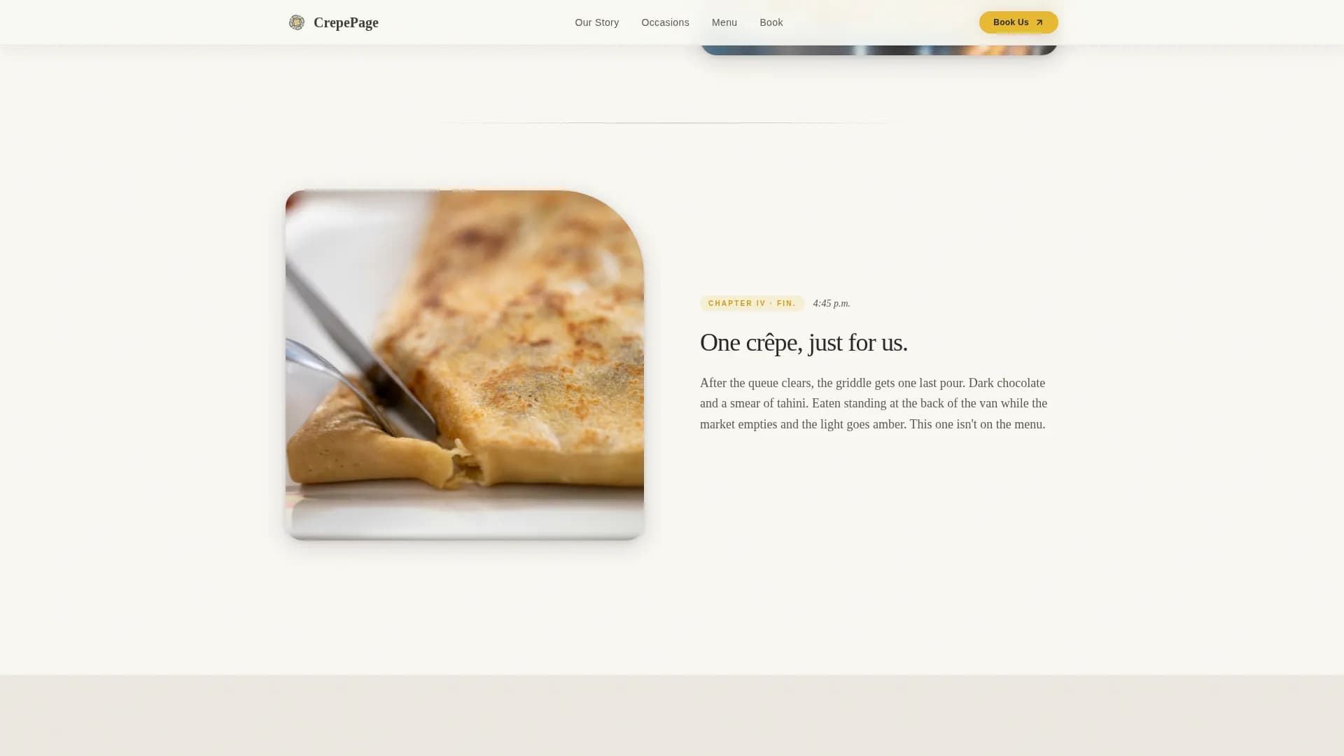 Crêpe - Pastoral Charm Market Catering Landing Page Template