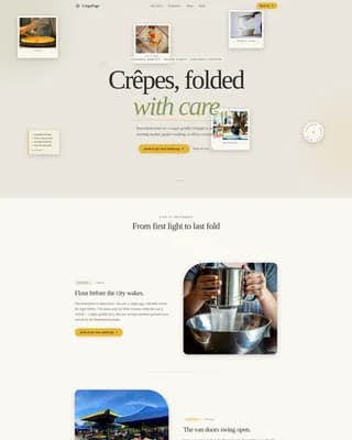 Crêpe - Pastoral Charm Market Catering Landing Page Template