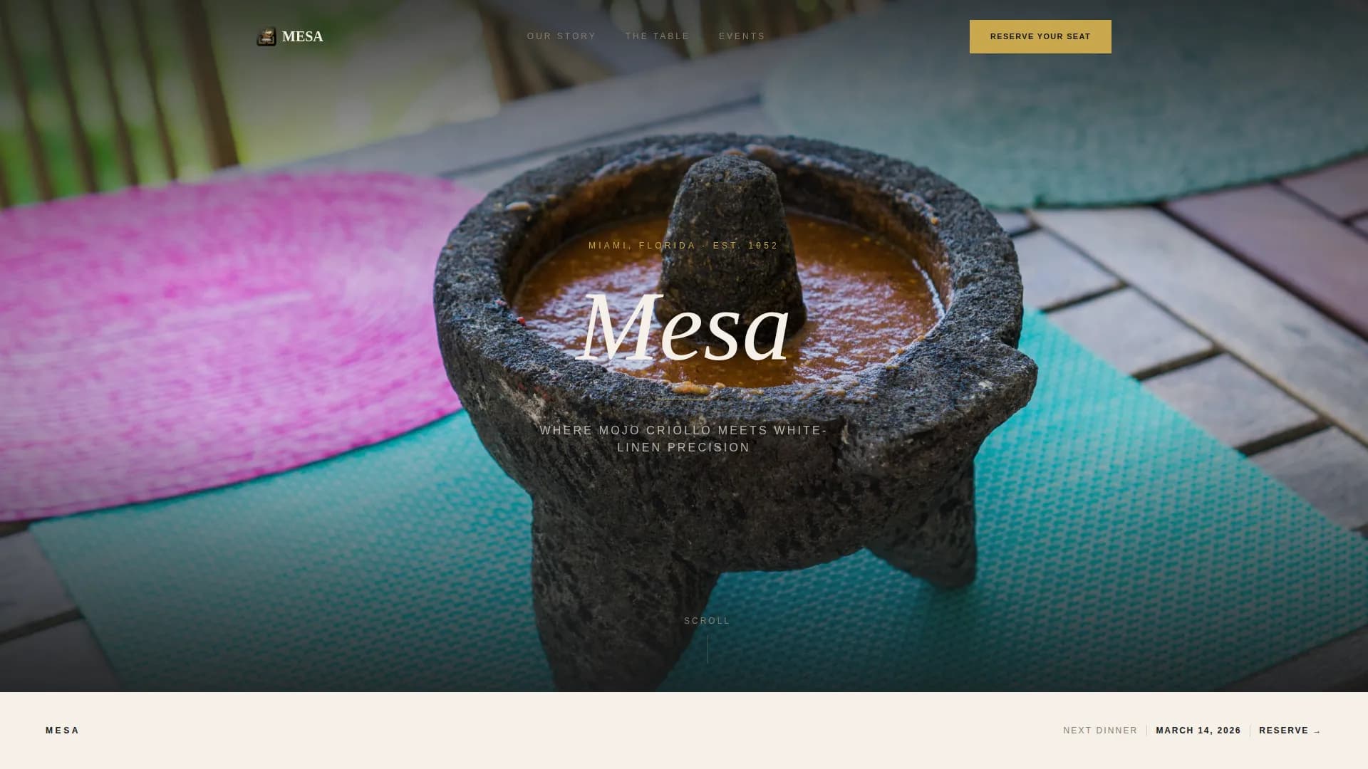 Mesa — Premium Cuban Dining Landing Page Template