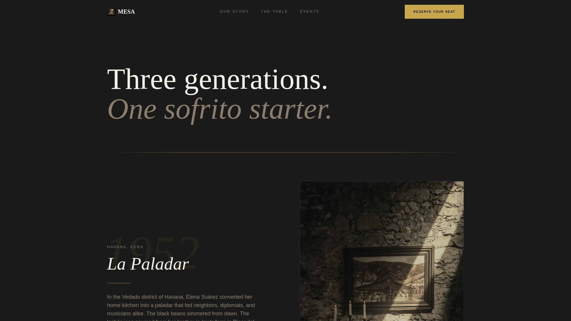 Mesa — Premium Cuban Dining Landing Page Template
