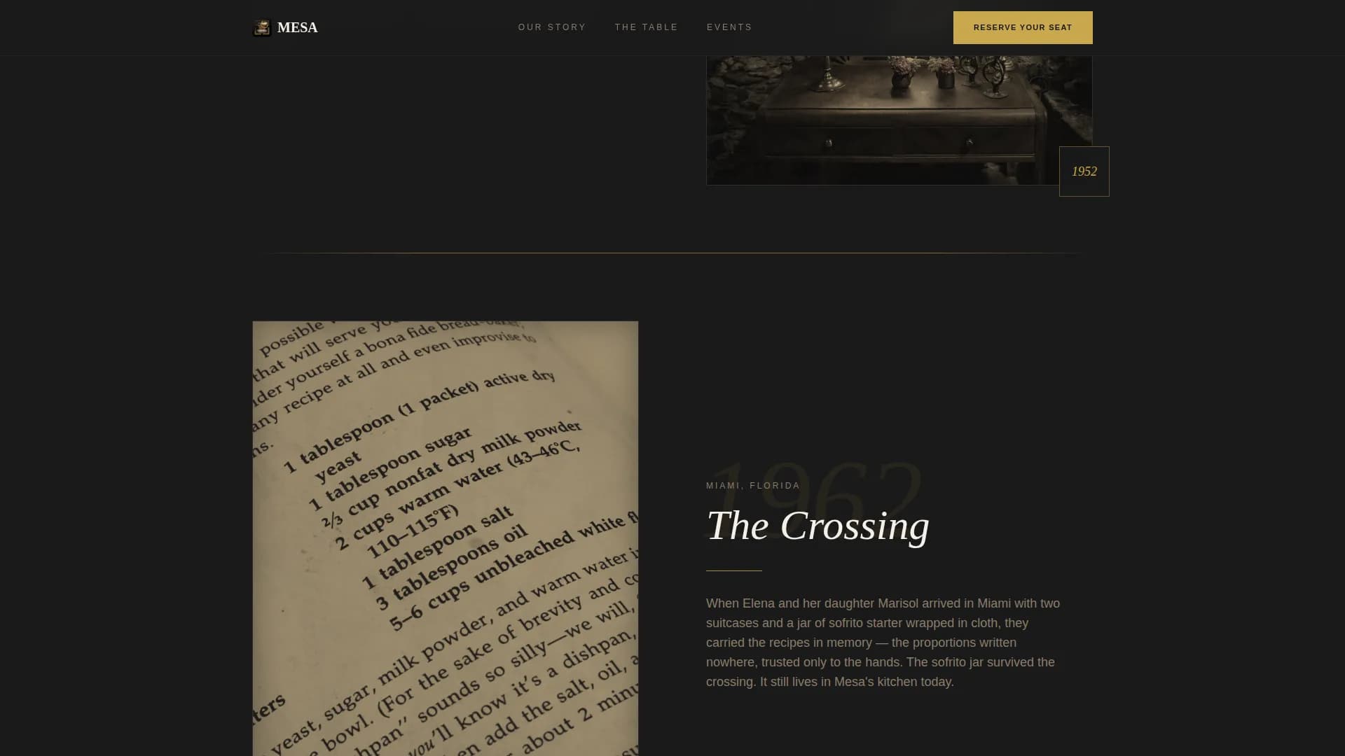 Mesa — Premium Cuban Dining Landing Page Template