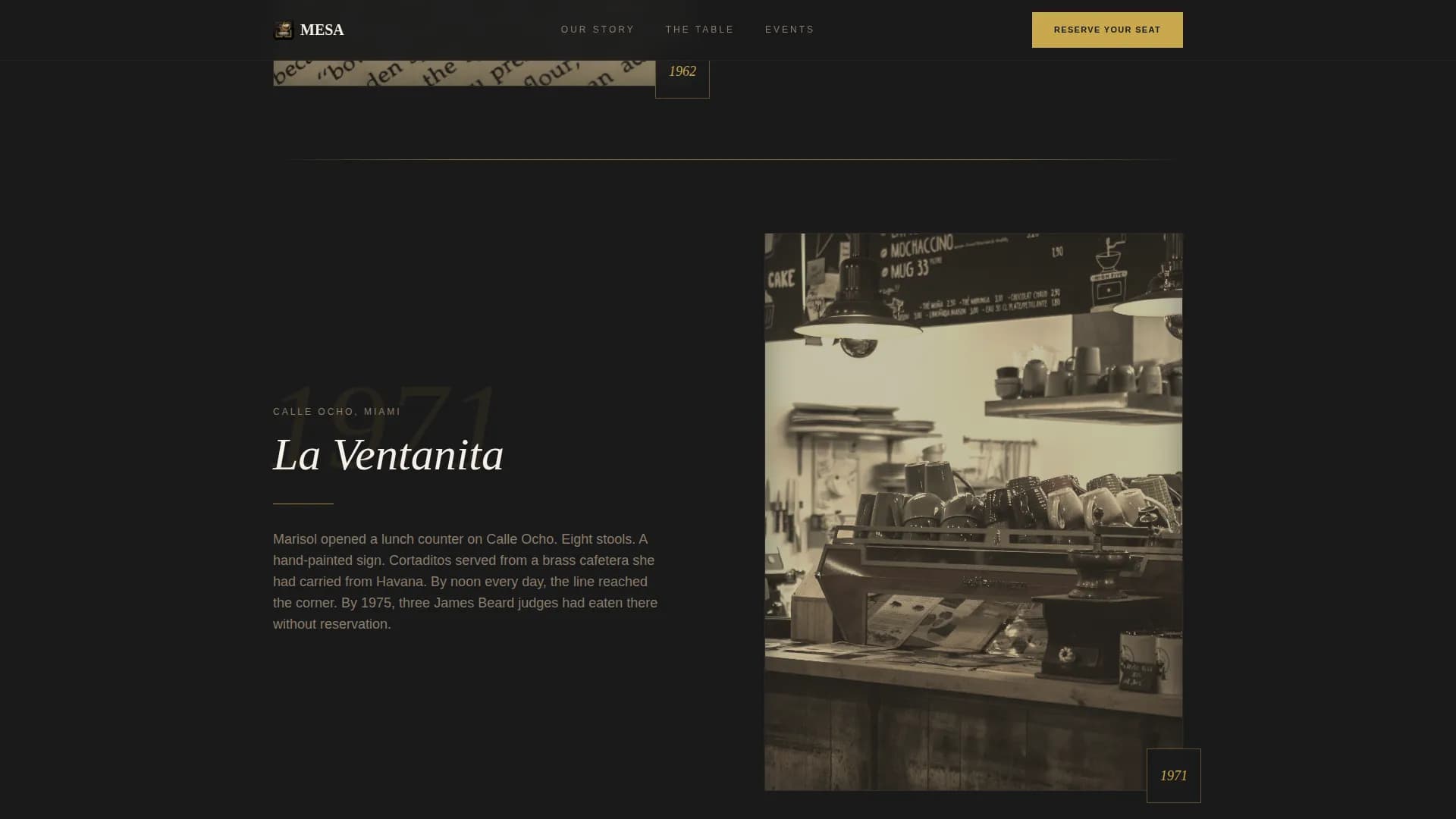 Mesa — Premium Cuban Dining Landing Page Template