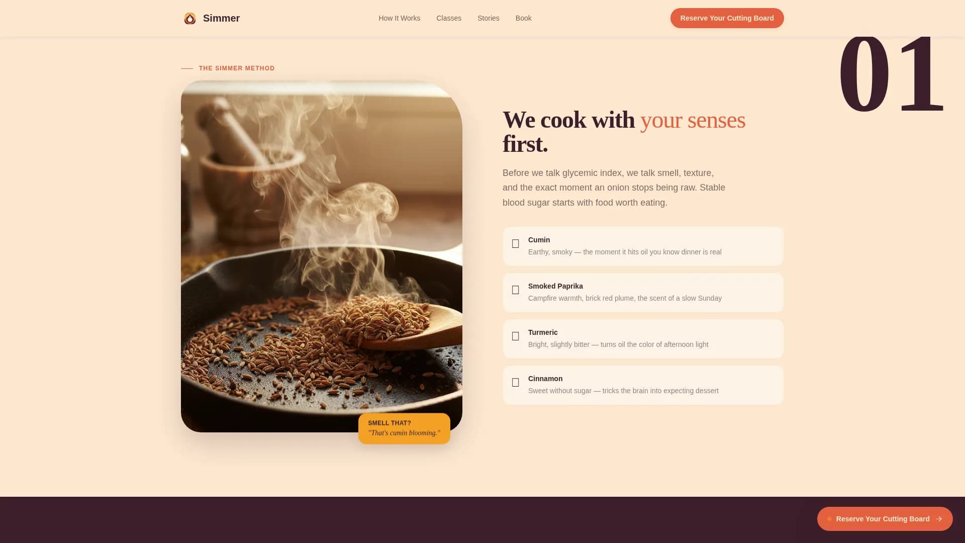 Simmer — Diabetic-Friendly Cooking Landing Page Template
