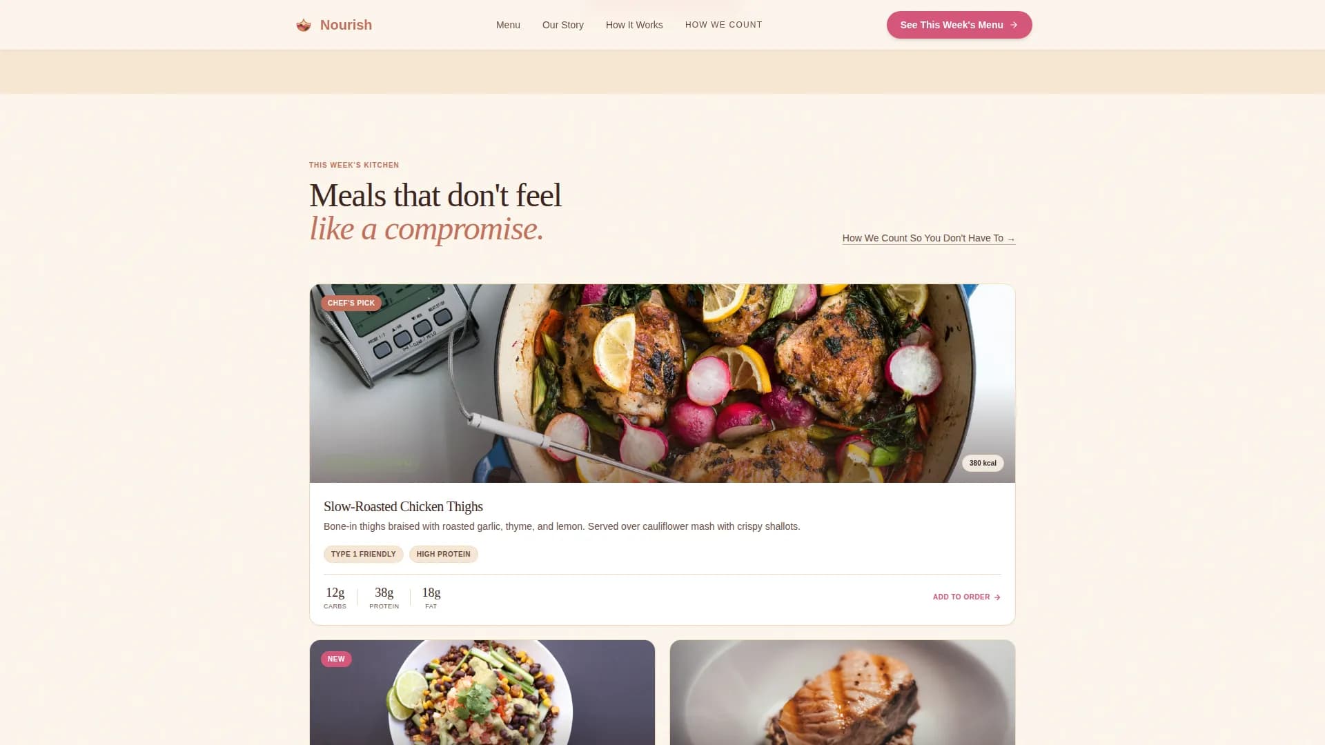 Nourish — Specialized Meal Delivery Landing Page Template