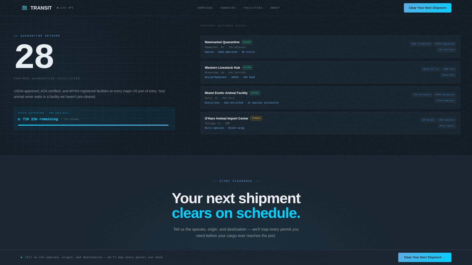 Transit - Precision Animallogistics Landing Page Template