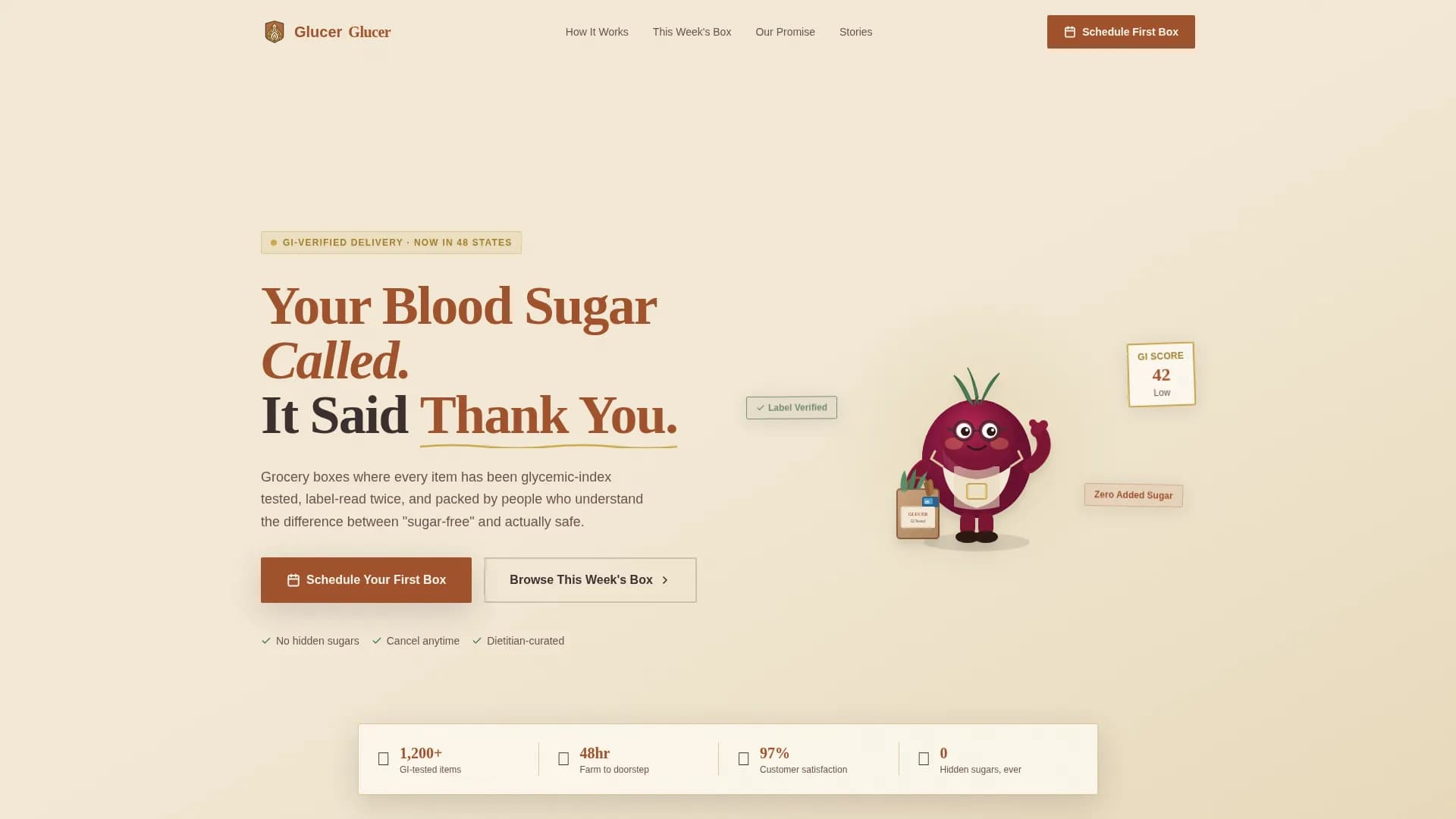 Glucer — Diabetic Grocery Delivery Landing Page Template