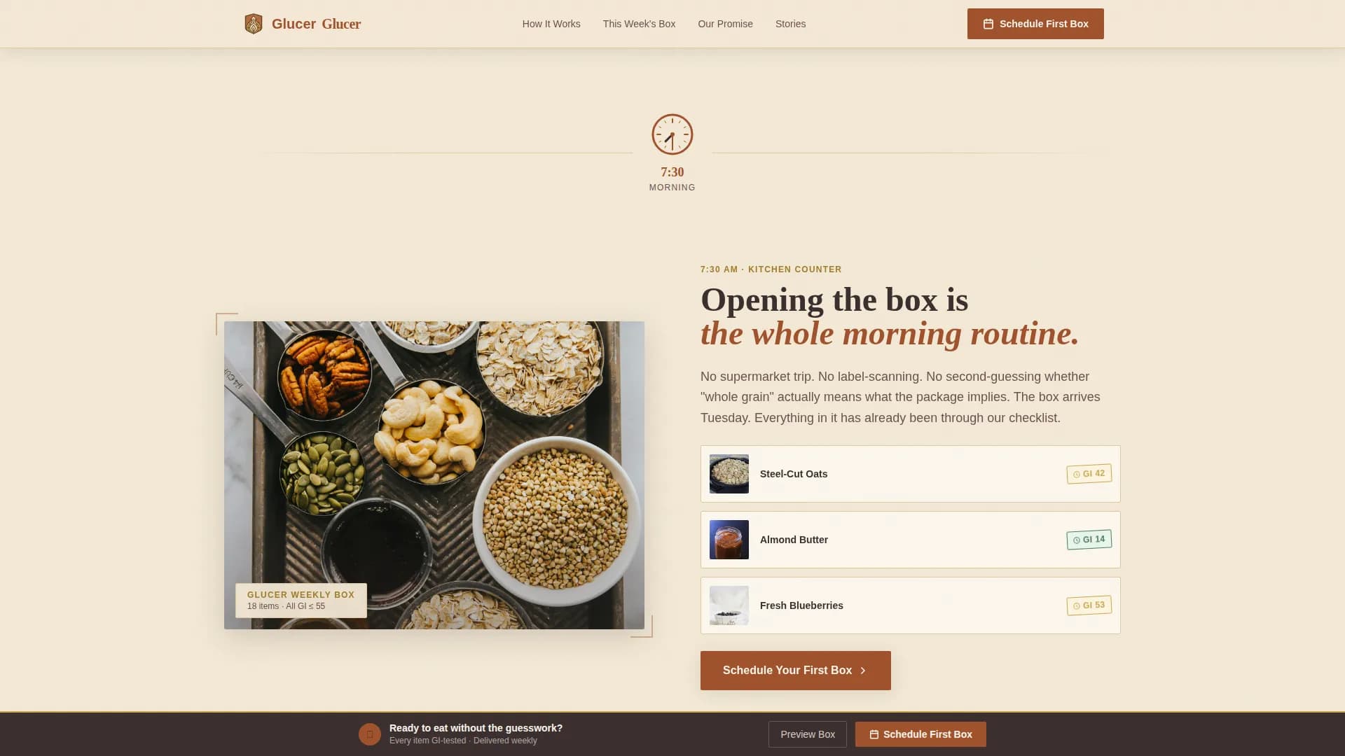 Glucer — Diabetic Grocery Delivery Landing Page Template