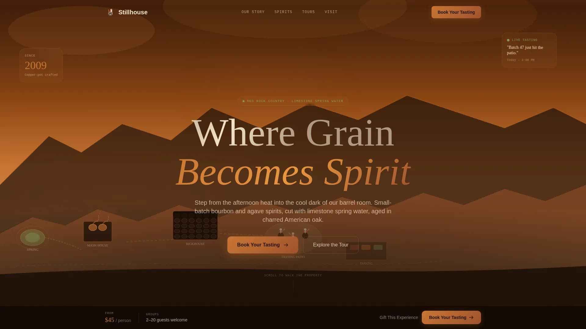 Distillery & Spirits Booking Website Template