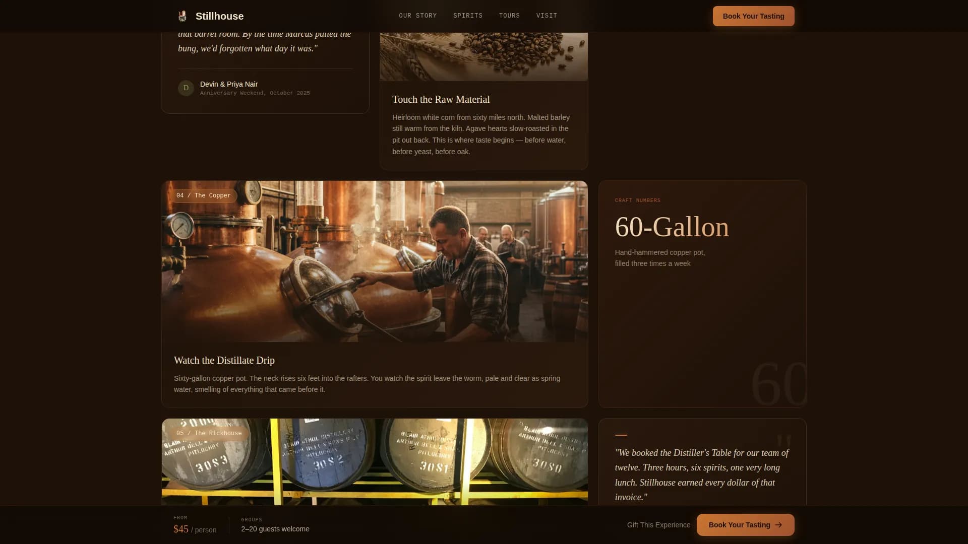 Distillery & Spirits Booking Website Template
