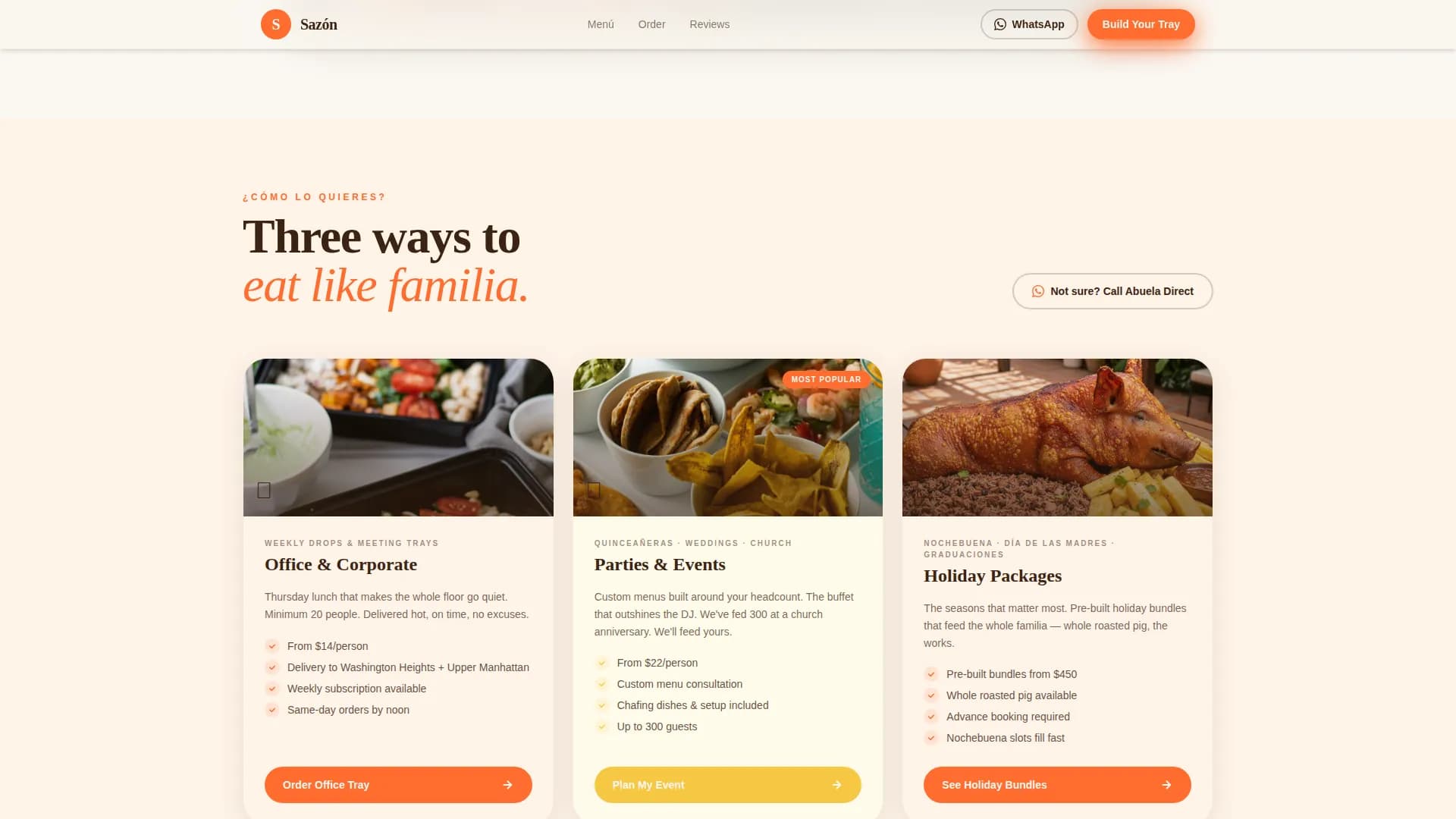 Sazn - Authentic Dominican Catering Landing Page Template