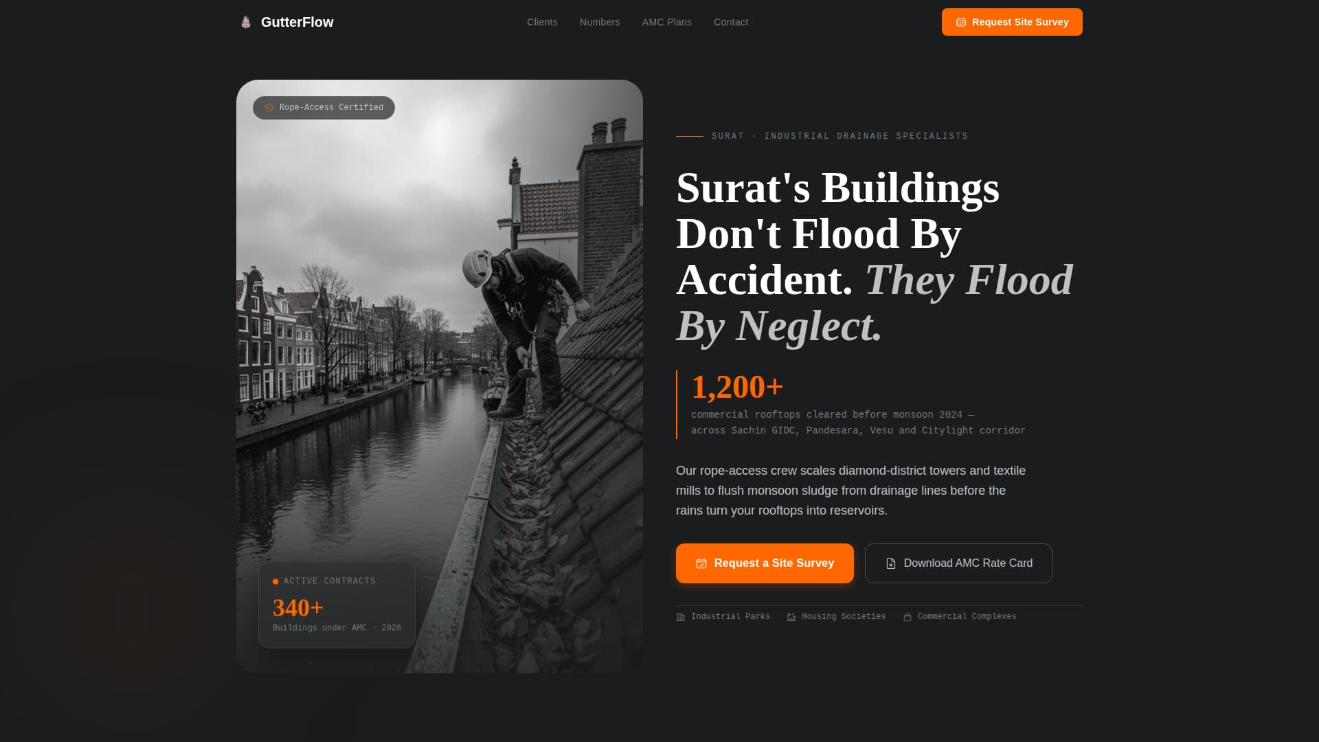 Gutterflow - Industrial Drainage Landing Page Template