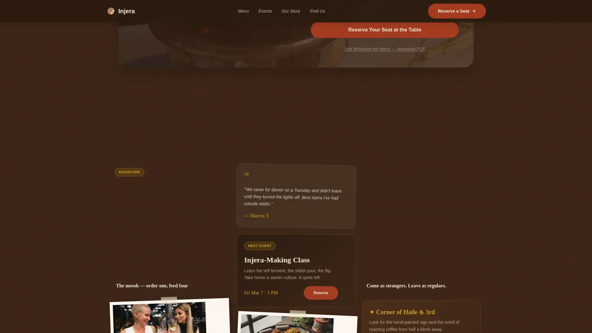 African Cuisine & Dining Portfolio Website Template