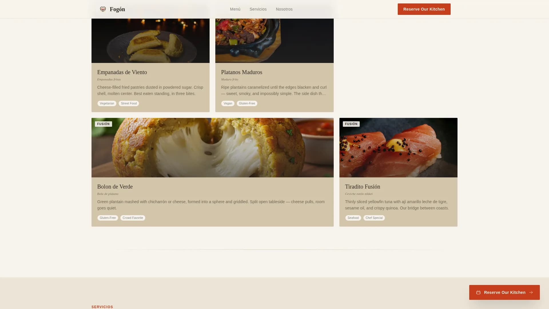 Fogn - Authentic Ecuadorian Catering Landing Page Template
