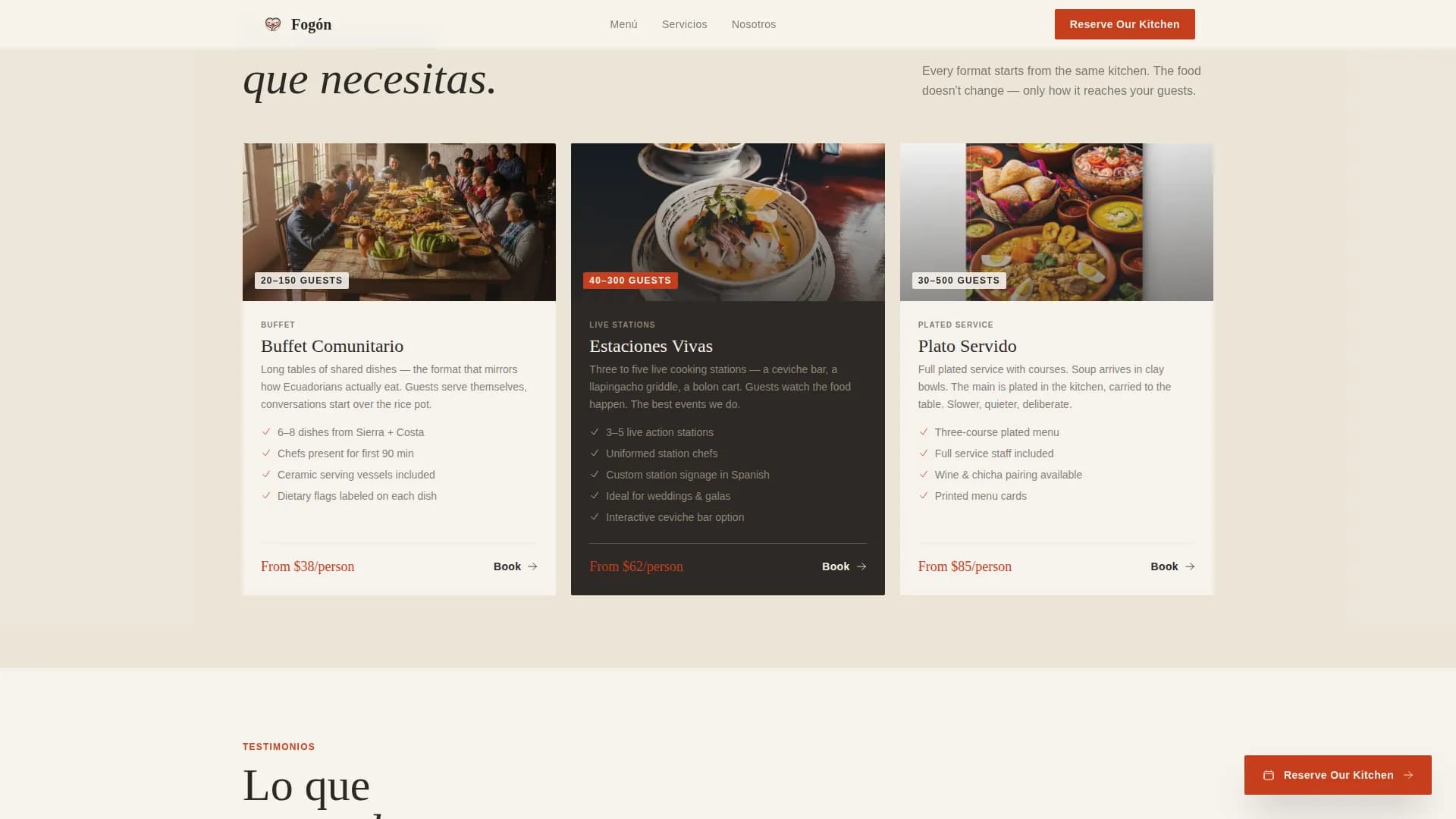 Fogn - Authentic Ecuadorian Catering Landing Page Template