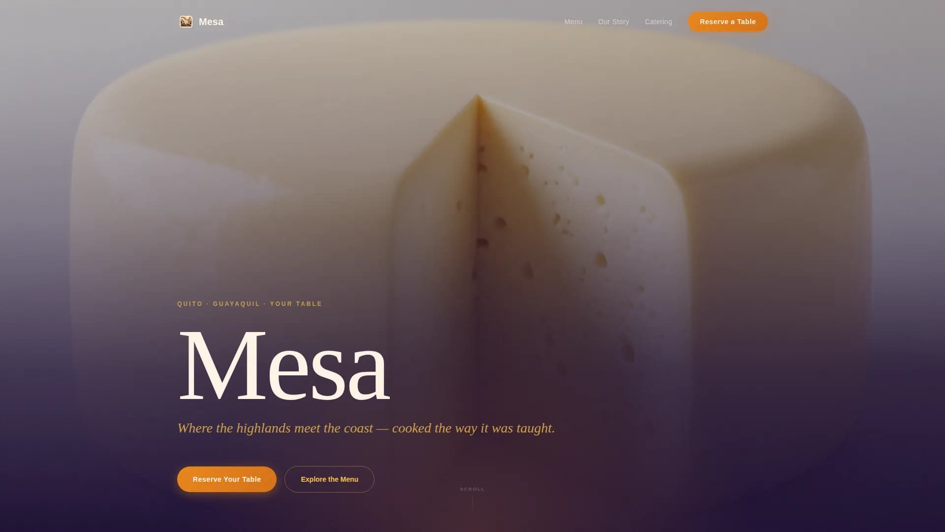 Mesa - Agrarian Ecuadorian Restaurant Landing Page Template