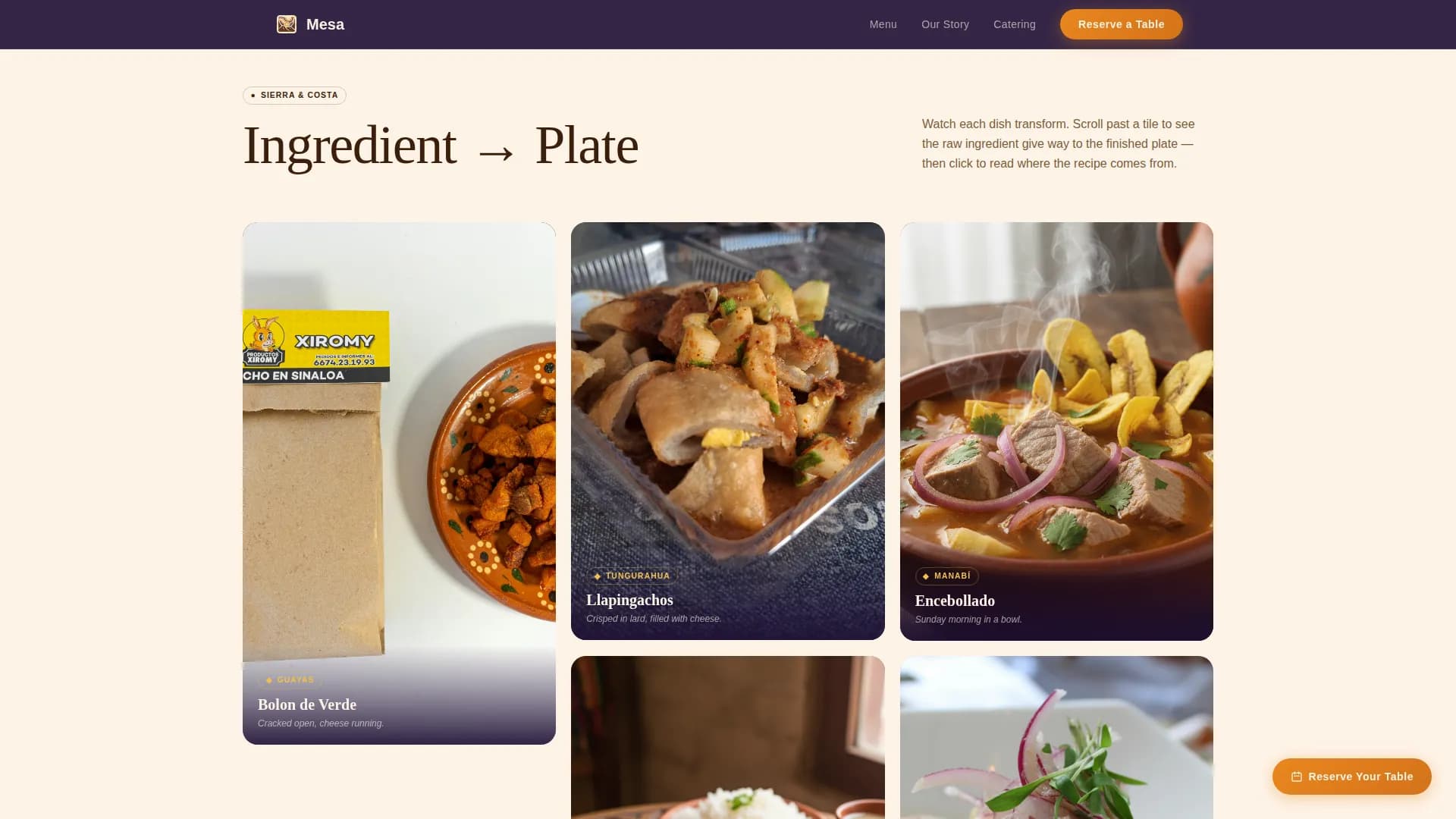 Mesa - Agrarian Ecuadorian Restaurant Landing Page Template