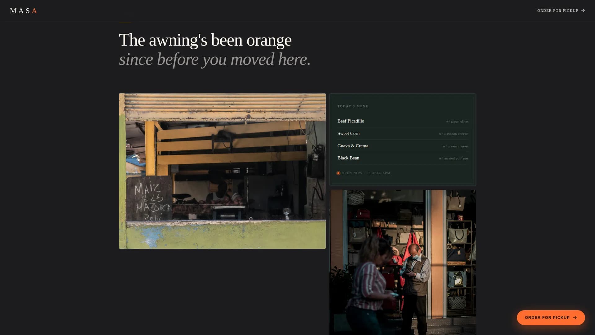 Masa — Empanada Shop Landing Page Template