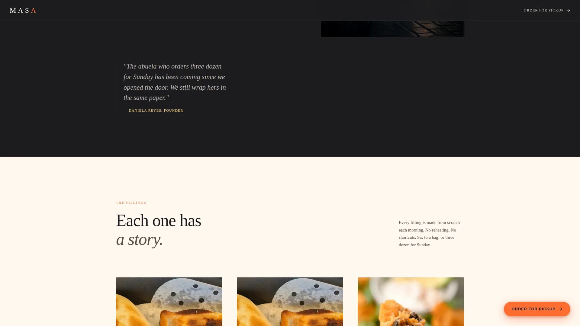 Masa — Empanada Shop Landing Page Template