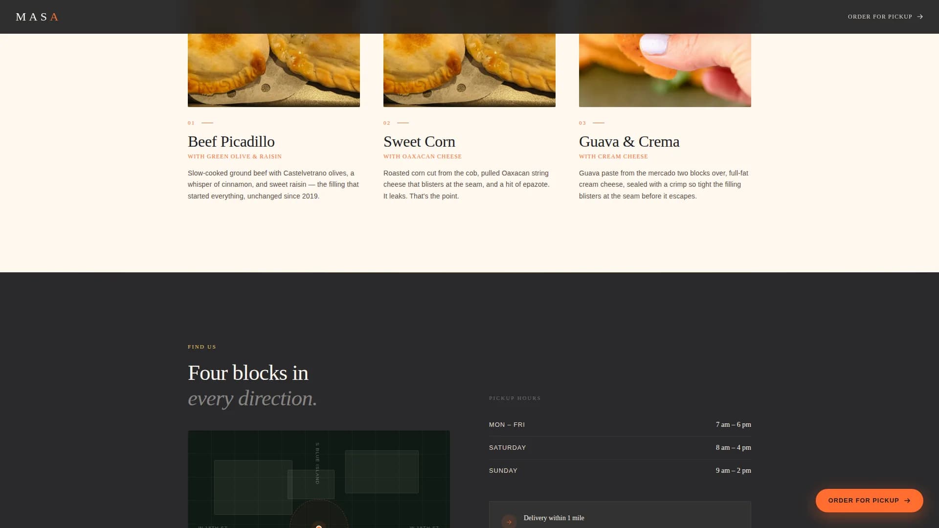 Masa — Empanada Shop Landing Page Template