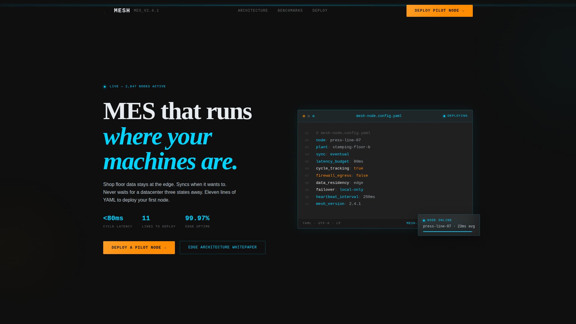 Mesh - Decentralized MES Landing Page Template