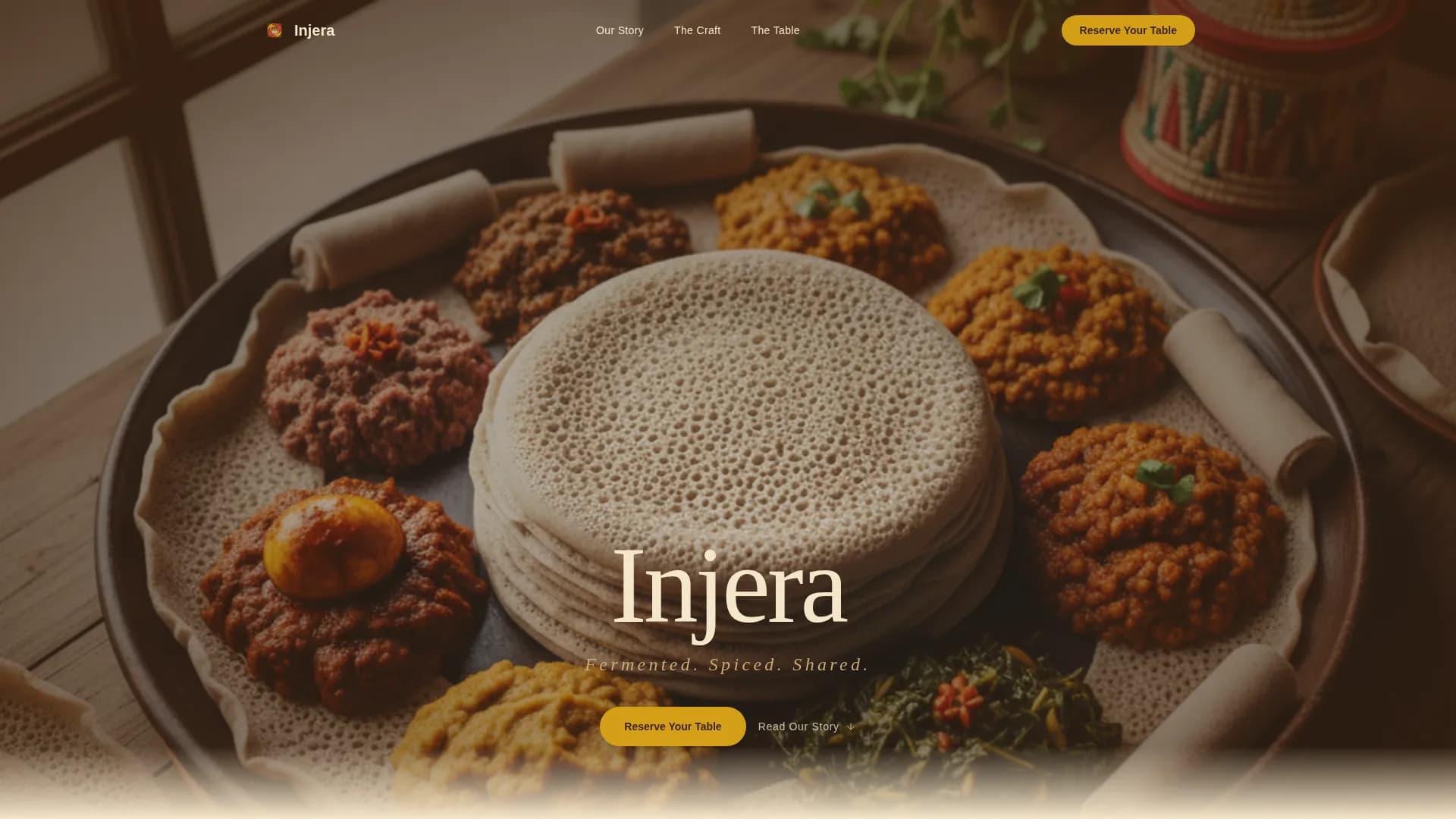 Injera — Ethiopian Dining Landing Page Template